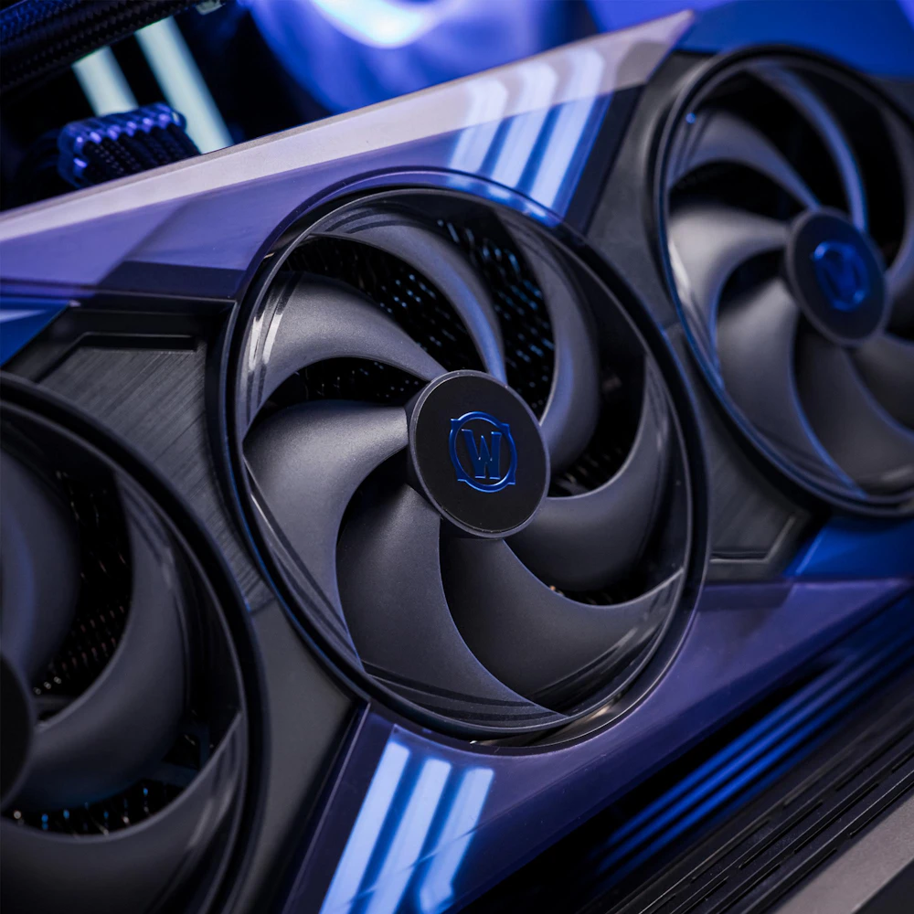 A large main feature product image of PLE Midnight Void RTX 5070 Prebuilt Ready To Go Gaming PC