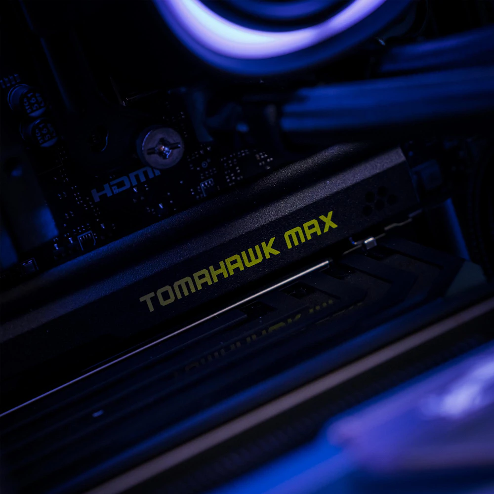 A large main feature product image of PLE Midnight Void RTX 5070 Prebuilt Ready To Go Gaming PC