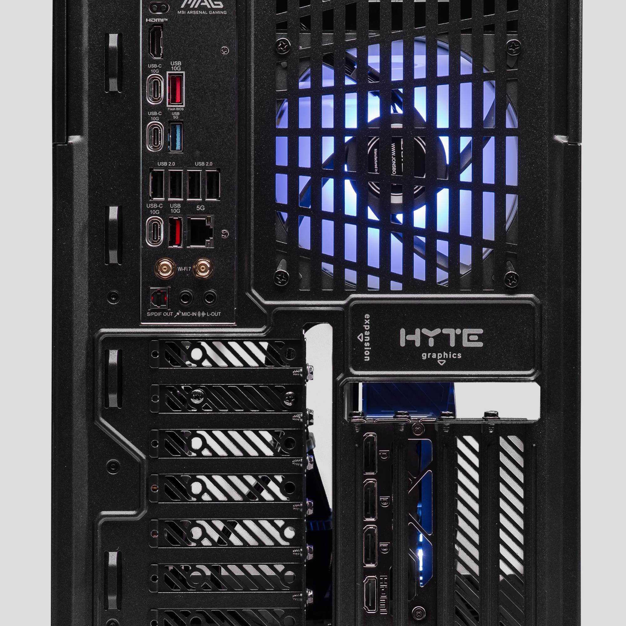 A large main feature product image of PLE Midnight Void RTX 5070 Prebuilt Ready To Go Gaming PC