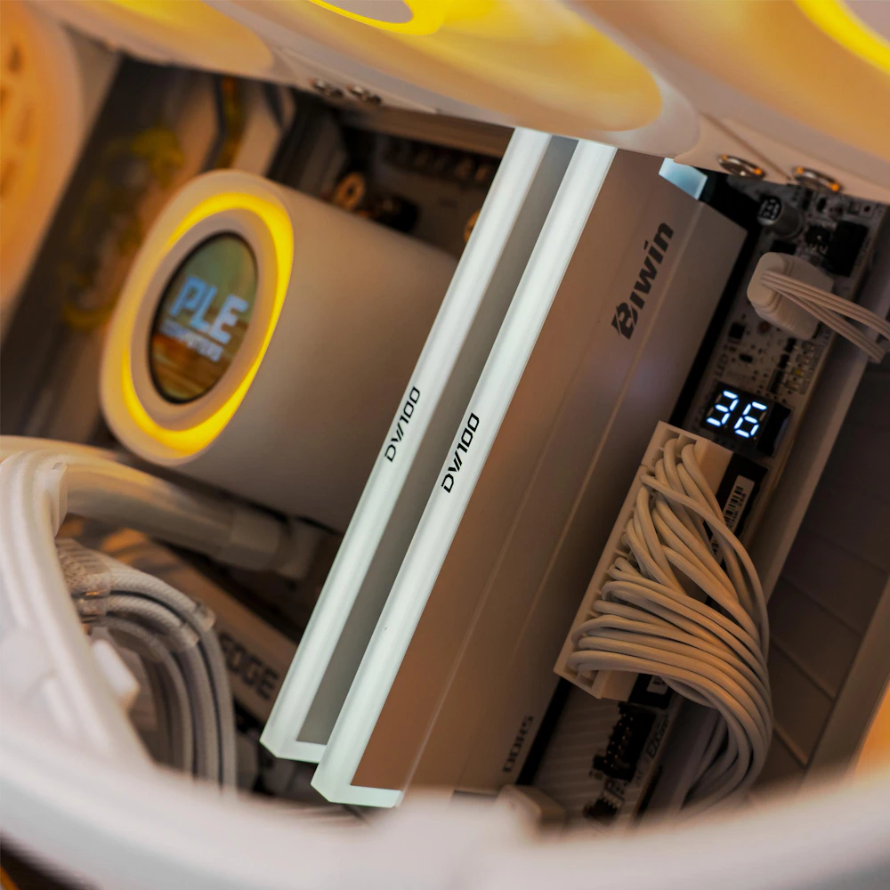 A large main feature product image of PLE Midnight Light RTX 5070 Prebuilt Ready To Go Gaming PC