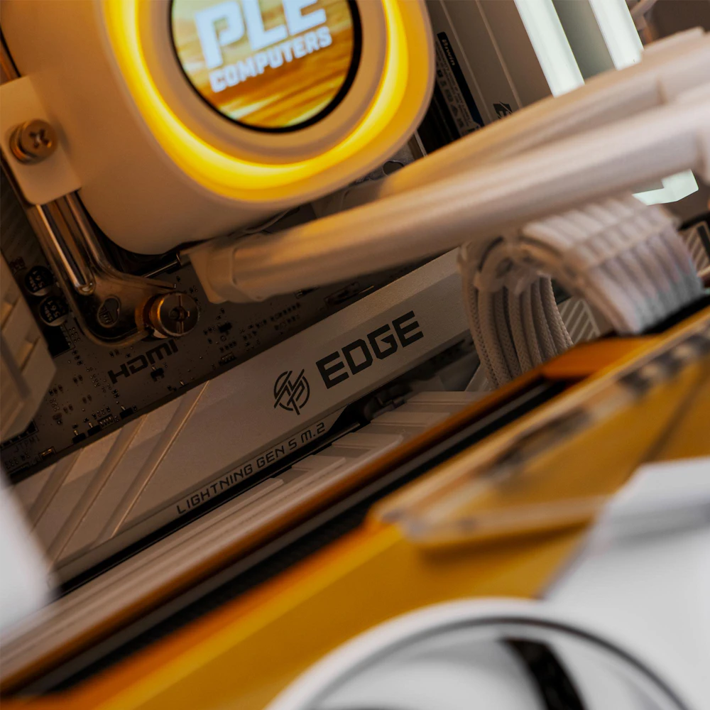 A large main feature product image of PLE Midnight Light RTX 5070 Prebuilt Ready To Go Gaming PC