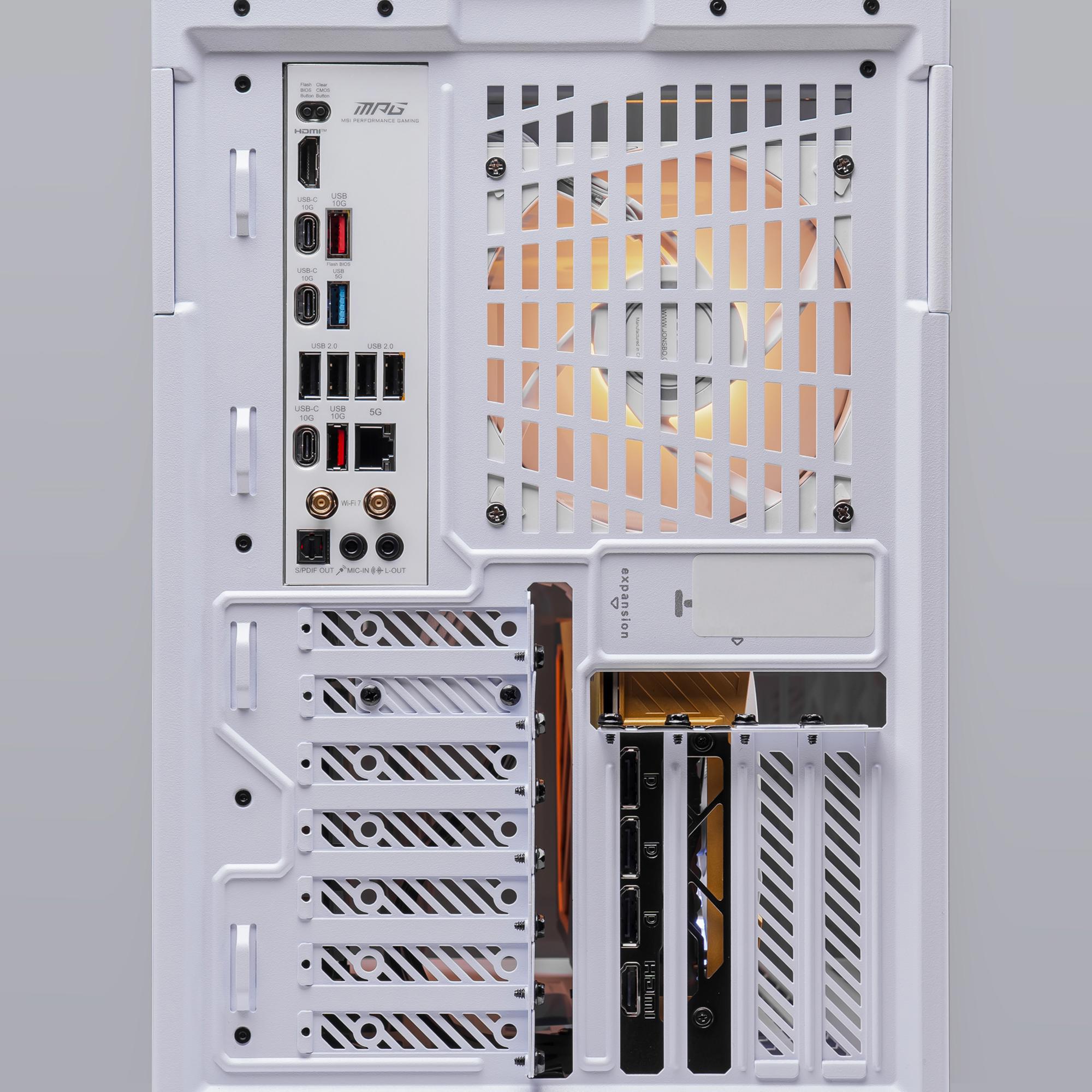 A large main feature product image of PLE Midnight Light RTX 5070 Prebuilt Ready To Go Gaming PC