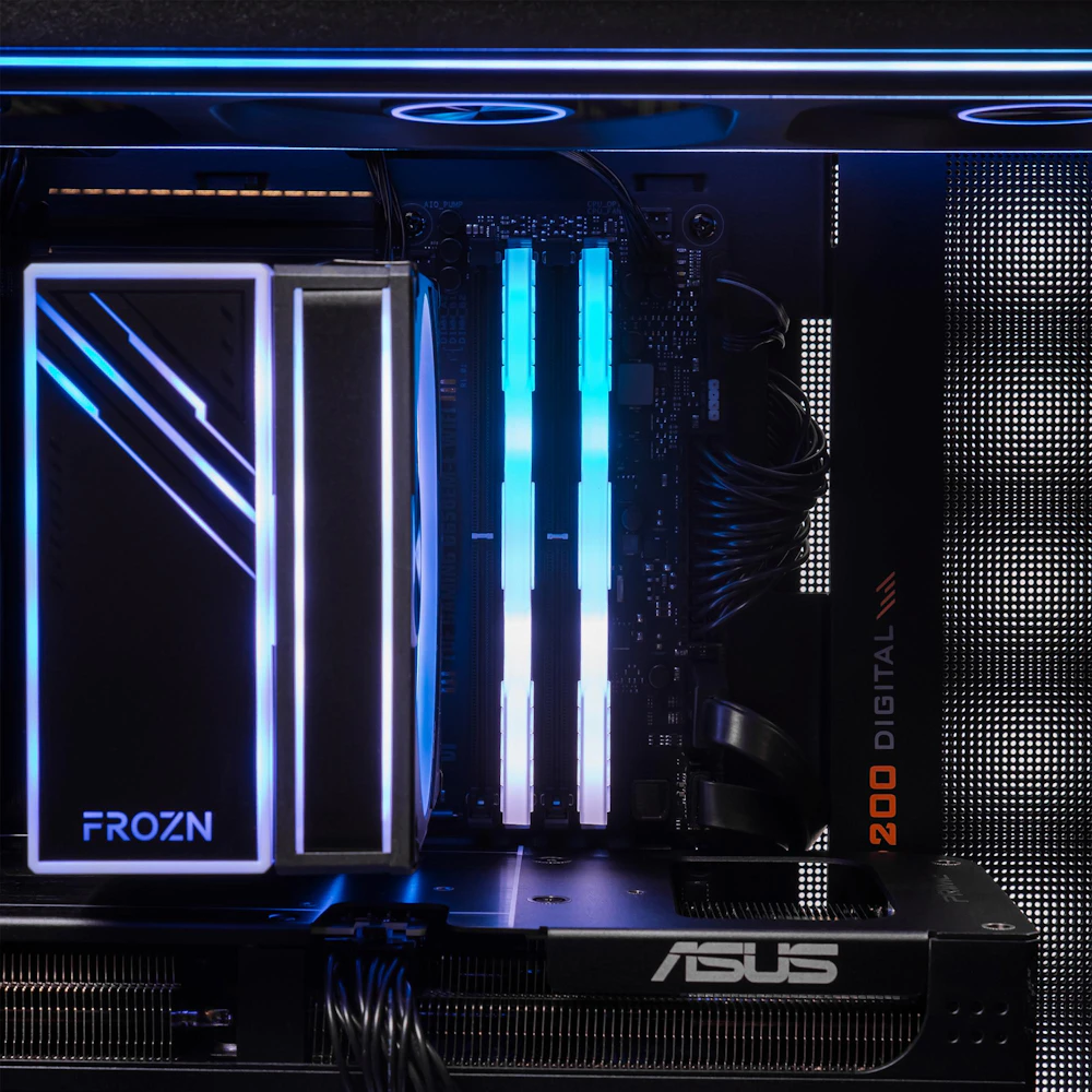 A large main feature product image of EX-DEMO PLE Carbon RX 9060 XT Prebuilt Ready To Go Gaming PC