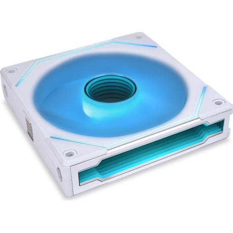 A large main feature product image of EX-DEMO Lian Li UNI FAN SL120 Infinity - 120mm Modular Fan 3-Pack w/ Controller (White)