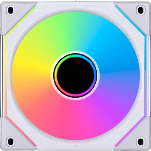 A large main feature product image of EX-DEMO Lian Li UNI FAN SL120 Infinity - 120mm Modular Fan 3-Pack w/ Controller (White)