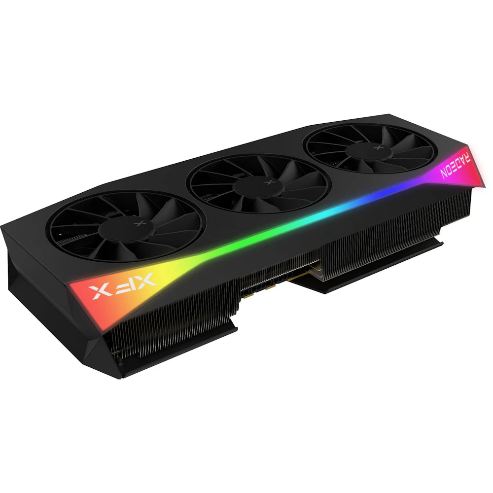A large main feature product image of XFX Radeon RX 9070 XT Mercury OC 16GB GDDR6