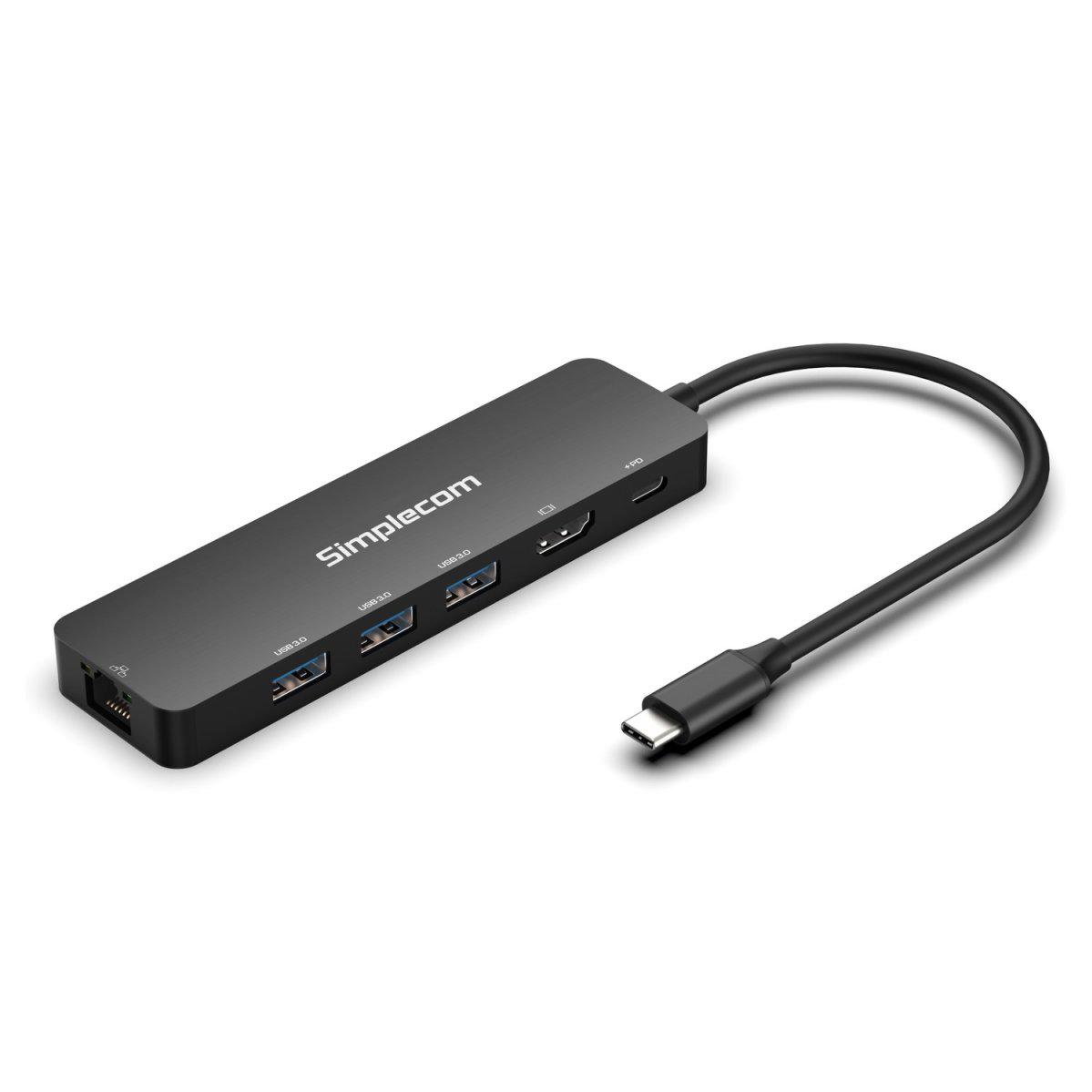 A large main feature product image of Simplecom CHT560 USB-C SuperSpeed 6-in-1 Multiport Docking Station