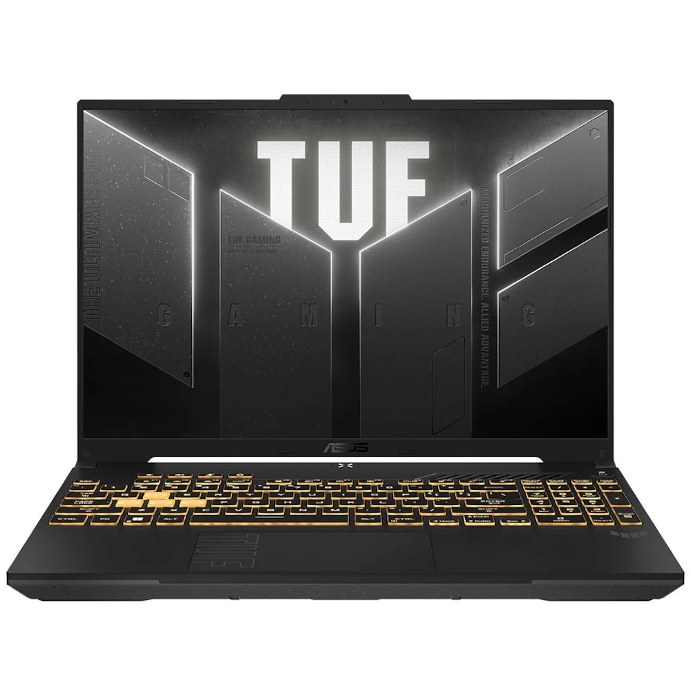 A large main feature product image of EX-DEMO ASUS TUF Gaming F16 (FX607) - 16" 144Hz, i7-13620H, RTX 4050, 16GB/512GB - Win 11 Notebook