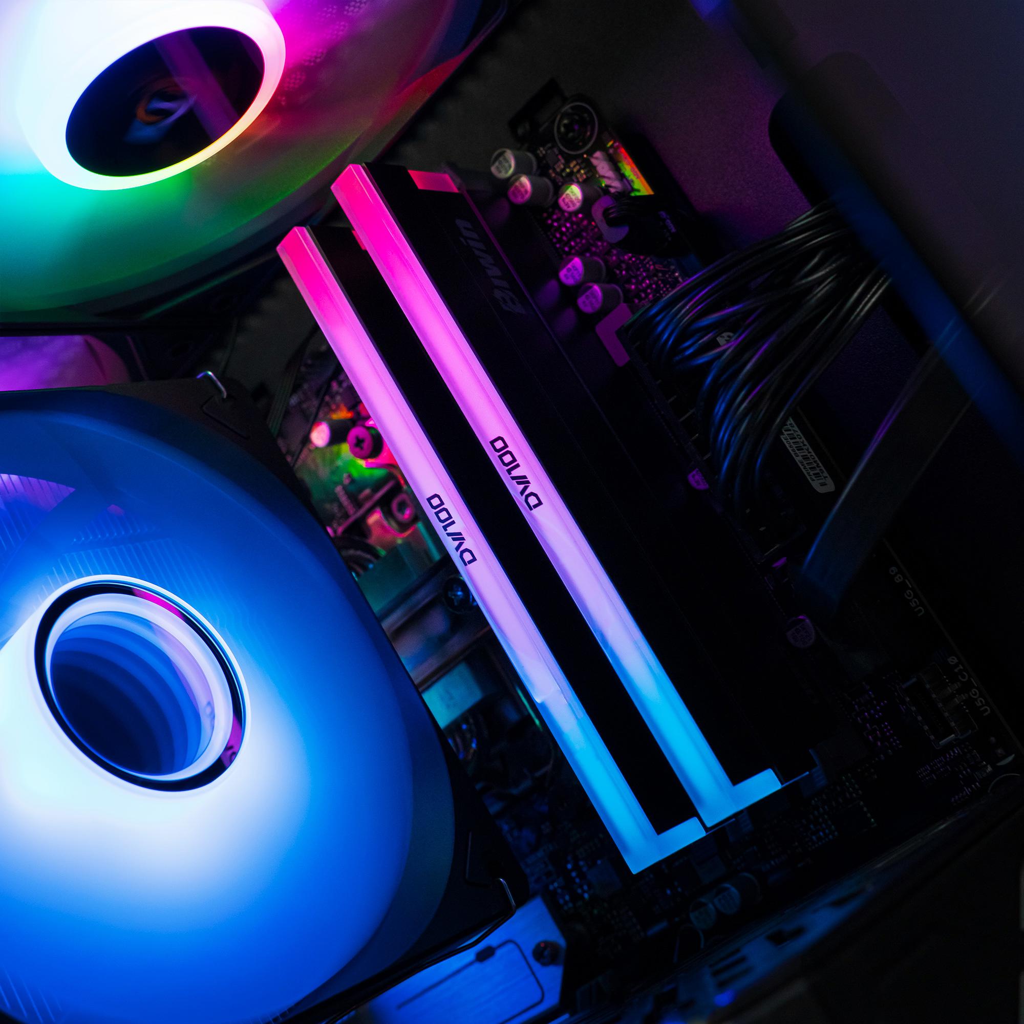 A large main feature product image of PLE Neon RTX 5060 Prebuilt Ready To Go Gaming PC