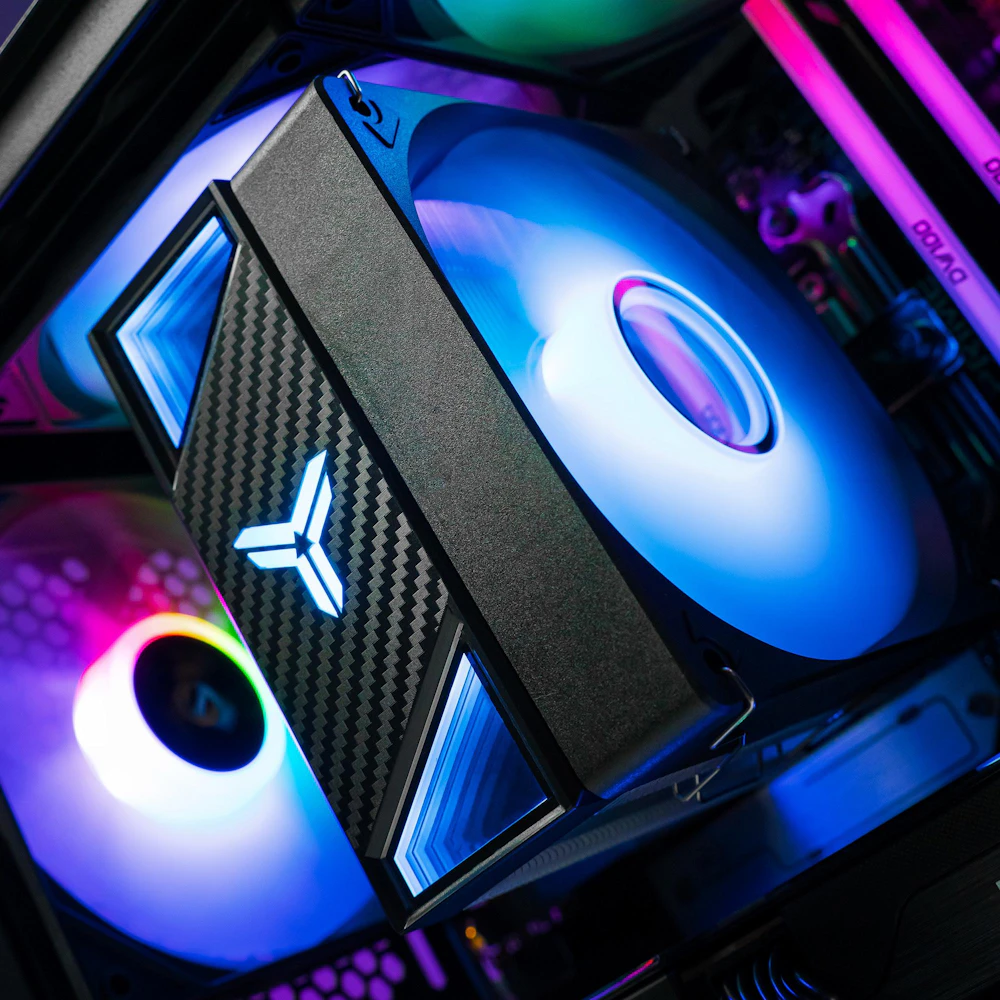 A large main feature product image of PLE Neon RTX 5060 Prebuilt Ready To Go Gaming PC