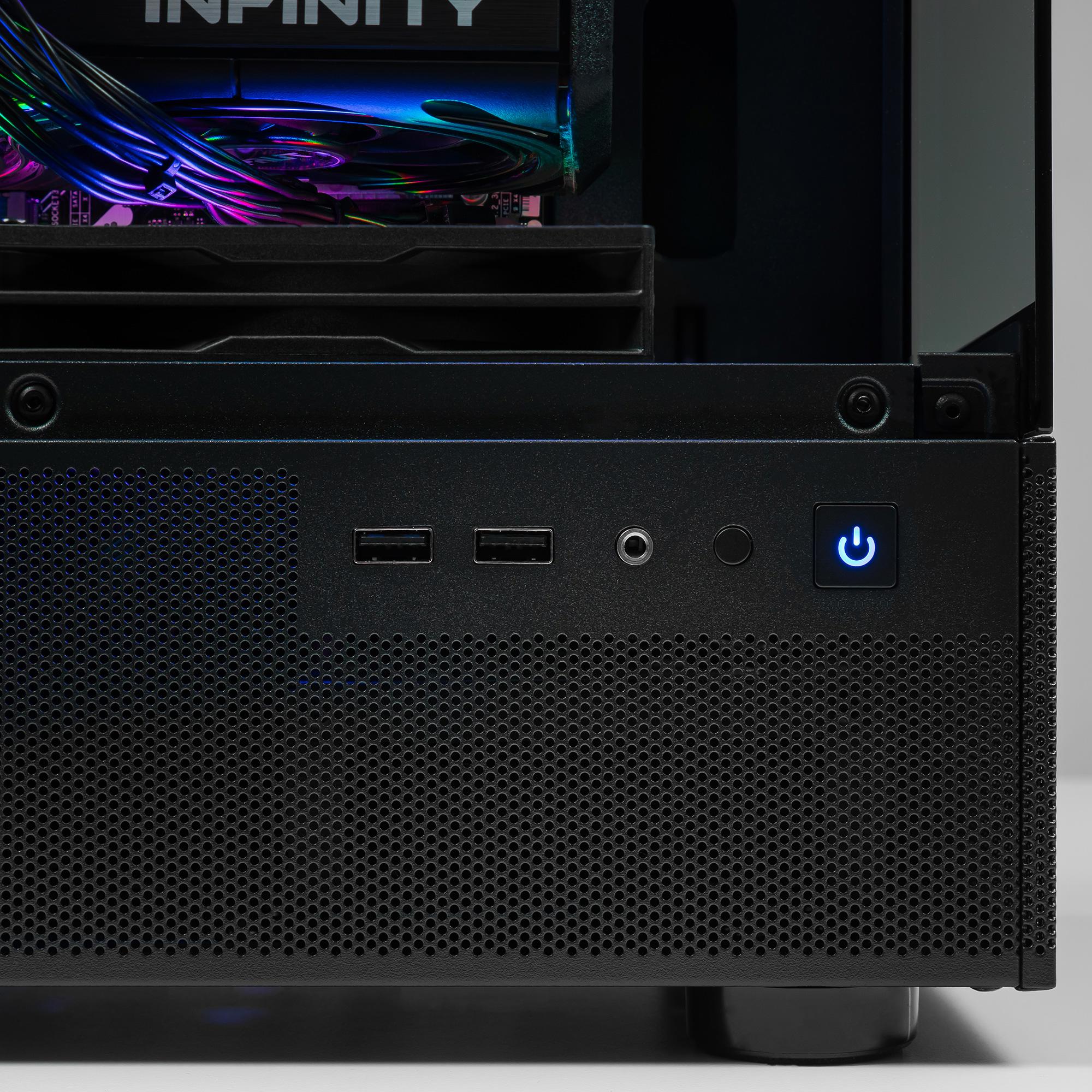 A large main feature product image of PLE Neon RTX 5060 Prebuilt Ready To Go Gaming PC