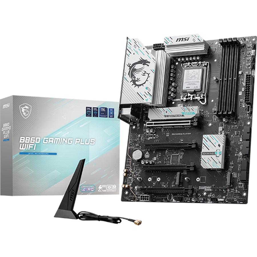 A large main feature product image of EX-DEMO MSI B860 Gaming Plus WiFi LGA1851 ATX Desktop Motherboard