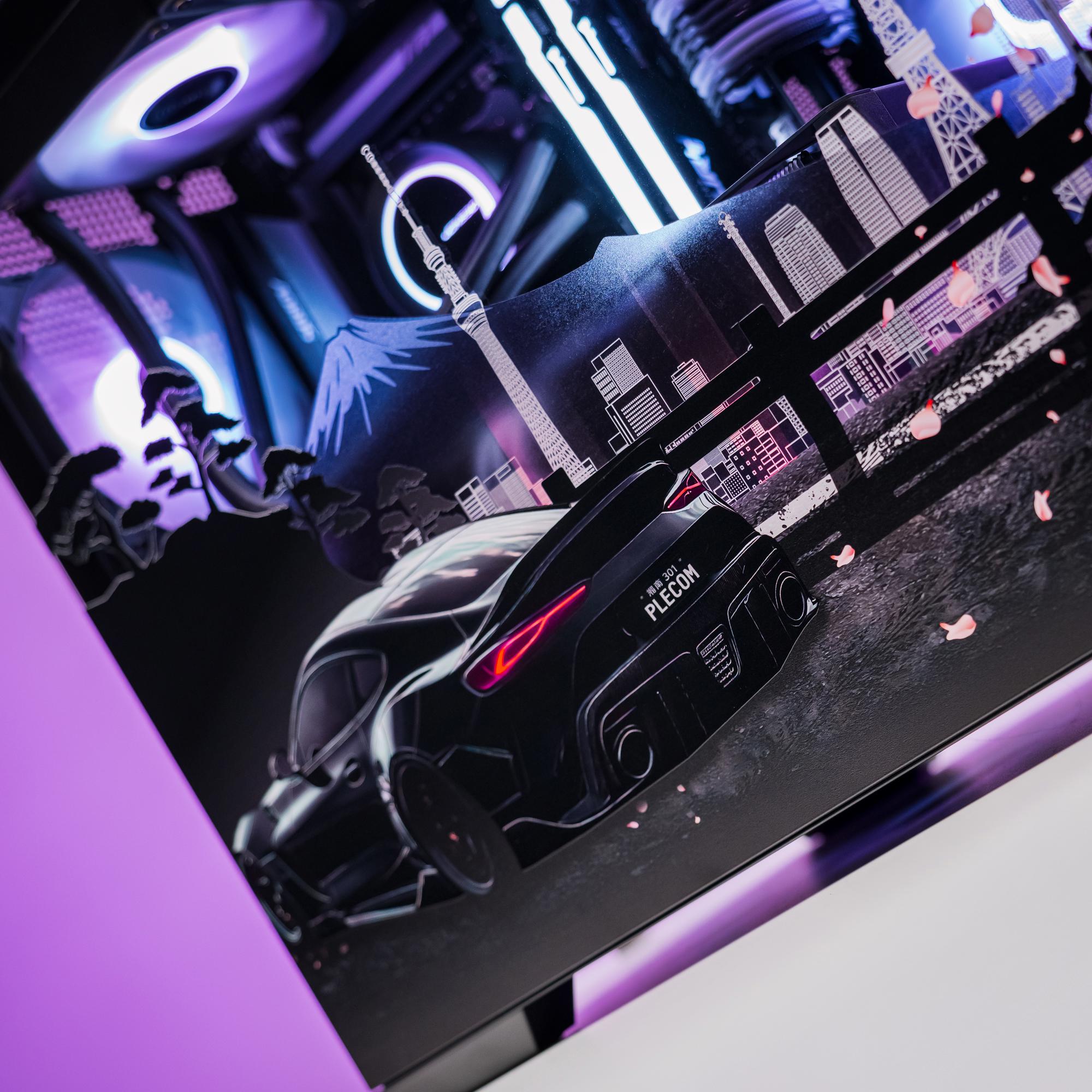 A large main feature product image of PLE Hakone RTX 5080 Prebuilt Ready To Go Gaming PC