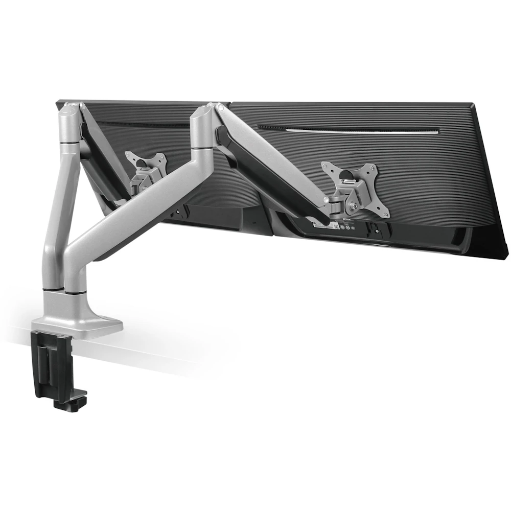 A large main feature product image of EX-DEMO Brateck Dual Monitor Aluminum Interactive Counterbalance Monitor Arm For 13''-32'' LCD Monitors