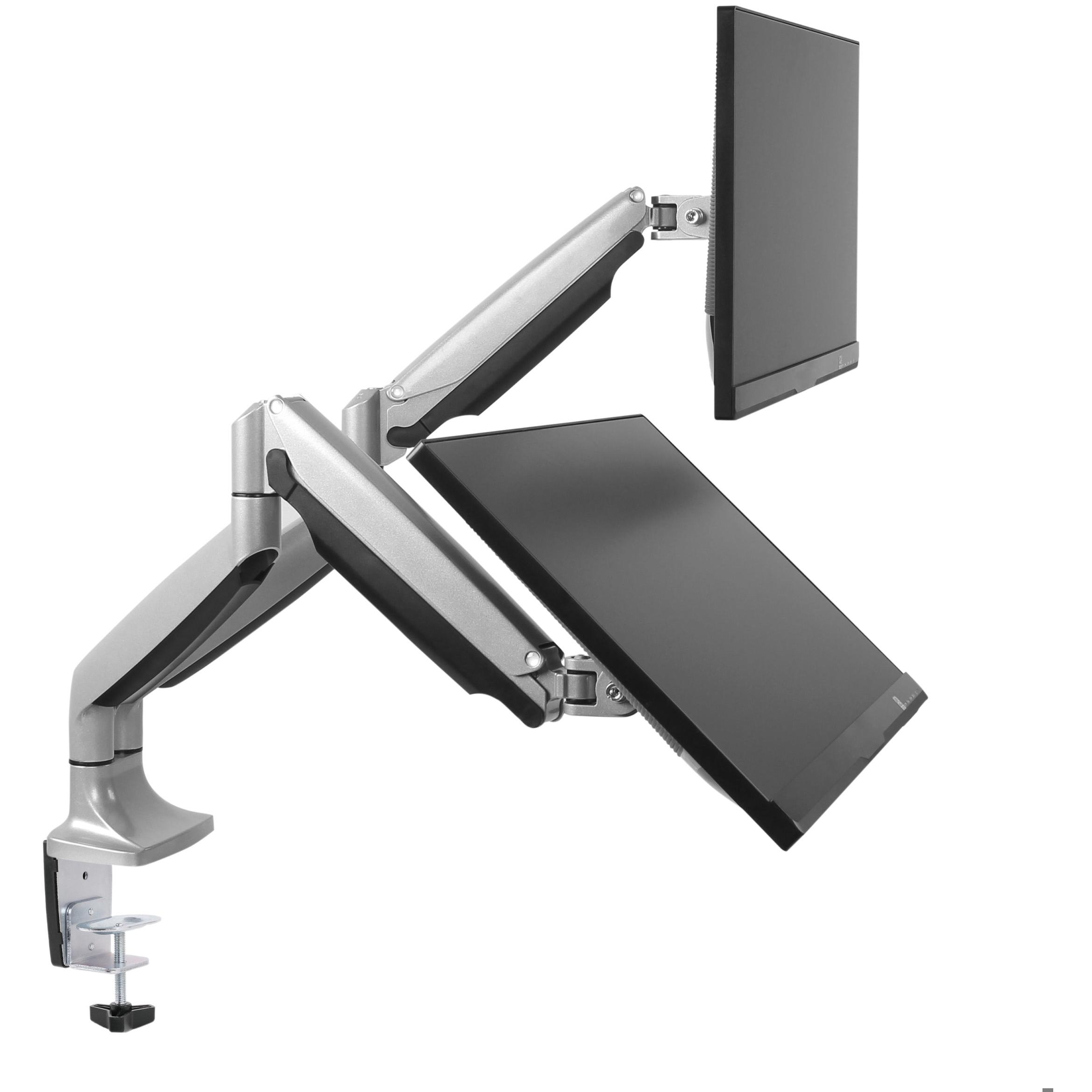 A large main feature product image of EX-DEMO Brateck Dual Monitor Aluminum Interactive Counterbalance Monitor Arm For 13''-32'' LCD Monitors