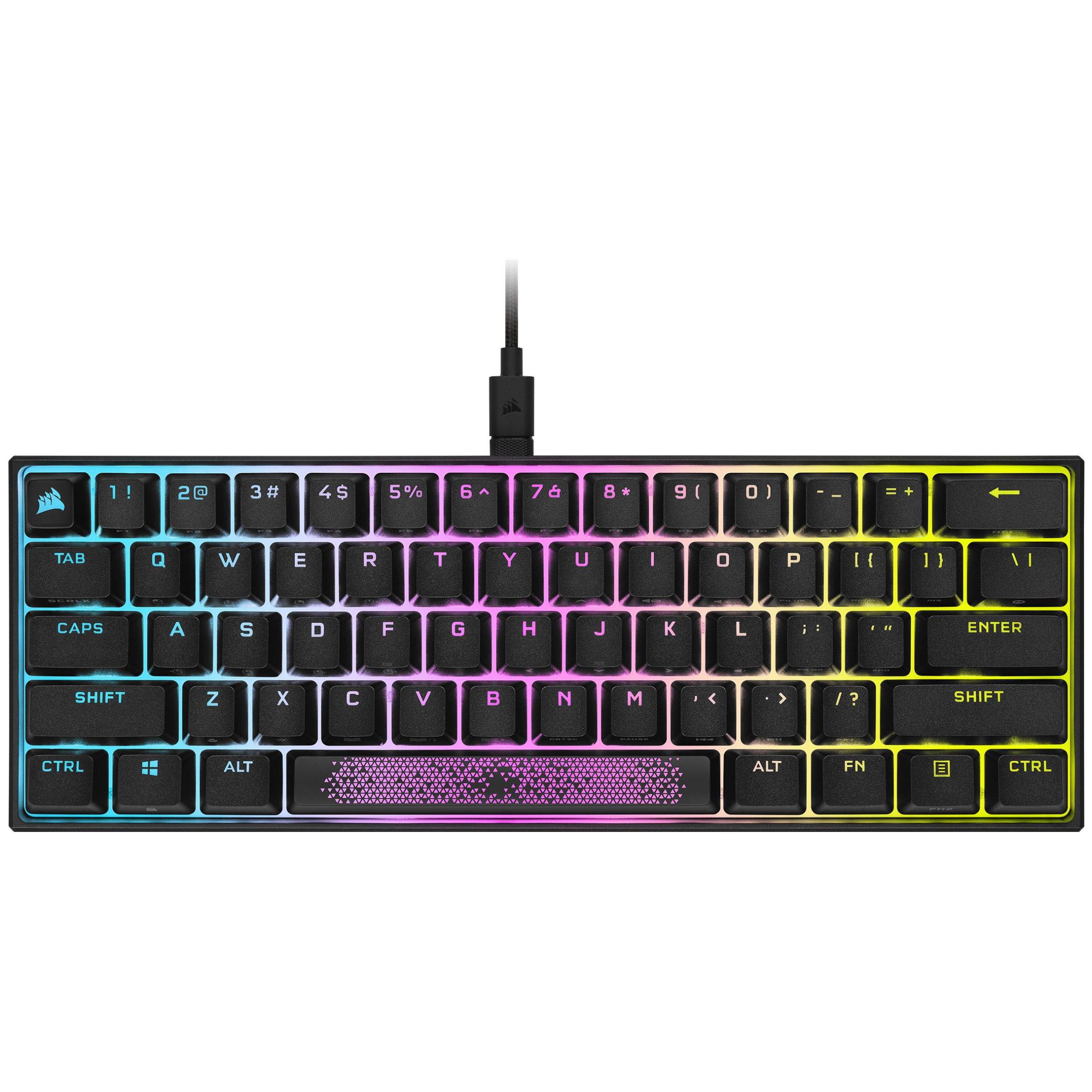 A large main feature product image of EX-DEMO Corsair K65 RGB MINI 60% Mechanical Gaming Keyboard - Black (MX Speed)