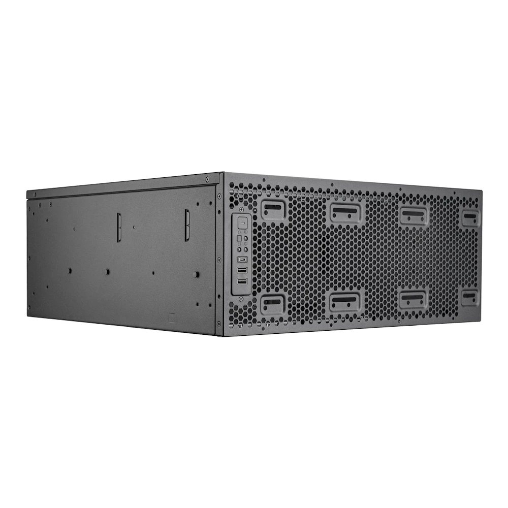 A large main feature product image of SilverStone RM4A 4U Rackmount Server Chassis w/ Enhanced Radiator Compatibility