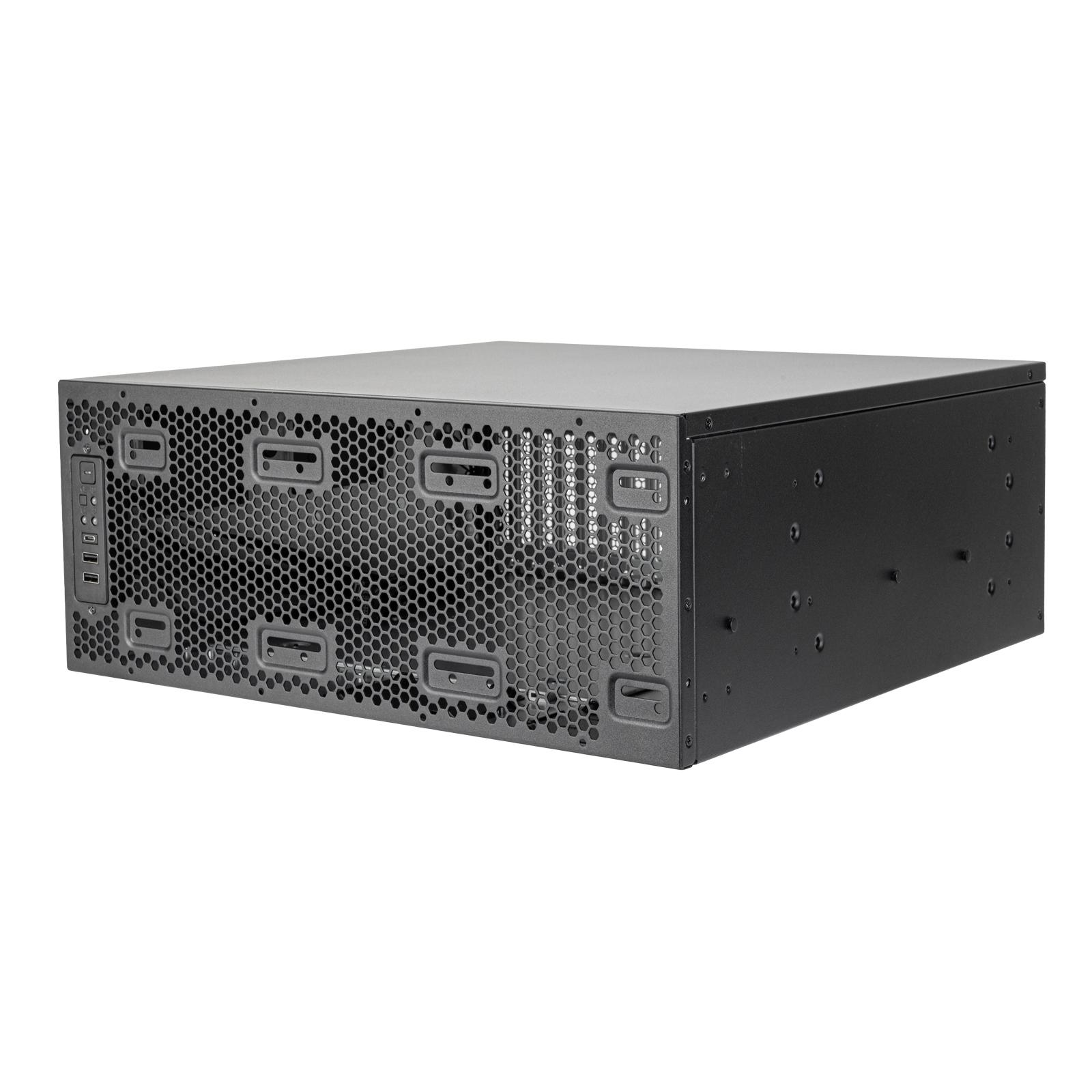 A large main feature product image of SilverStone RM4A 4U Rackmount Server Chassis w/ Enhanced Radiator Compatibility