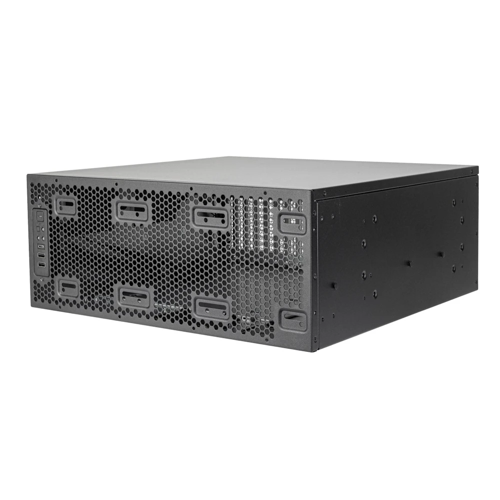 A large main feature product image of SilverStone RM4A 4U Rackmount Server Chassis w/ Enhanced Radiator Compatibility