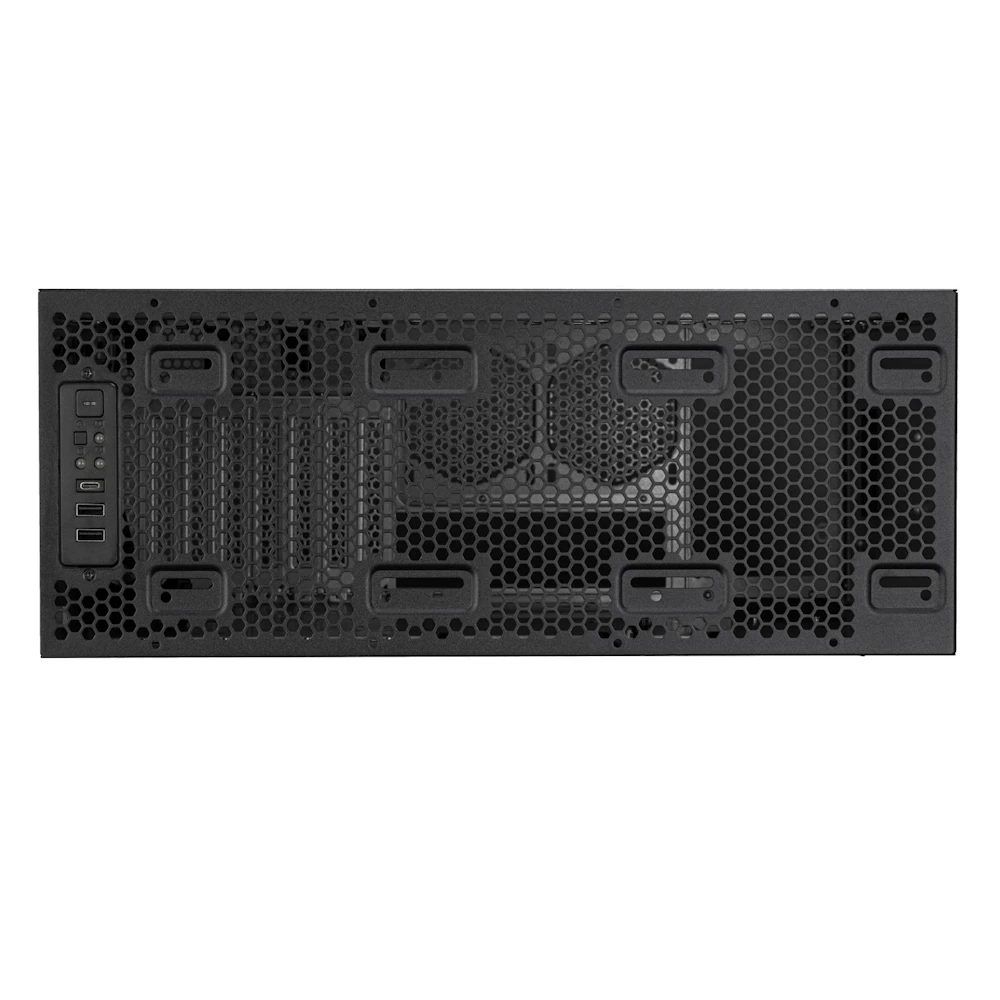 A large main feature product image of SilverStone RM4A 4U Rackmount Server Chassis w/ Enhanced Radiator Compatibility
