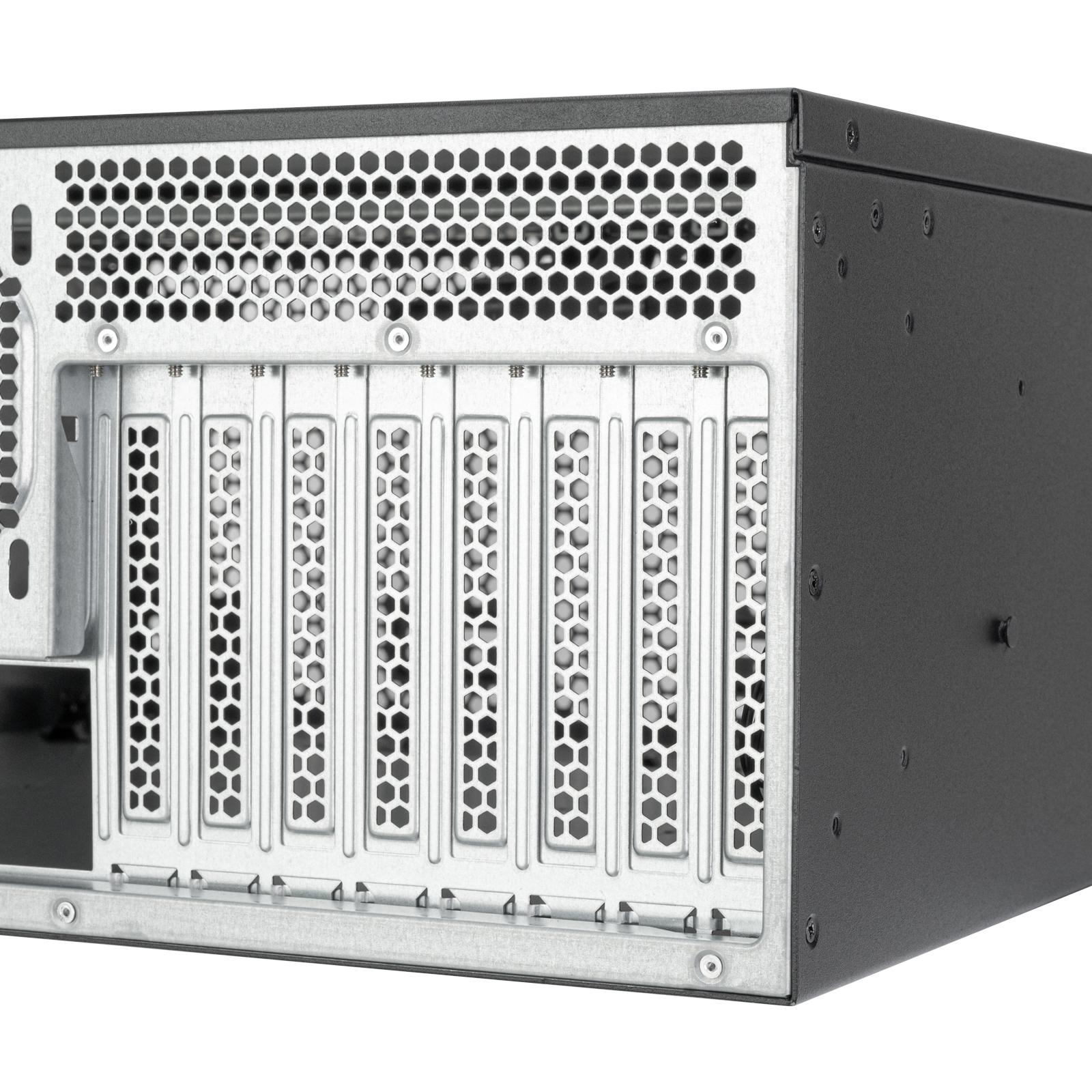 A large main feature product image of SilverStone RM4A 4U Rackmount Server Chassis w/ Enhanced Radiator Compatibility