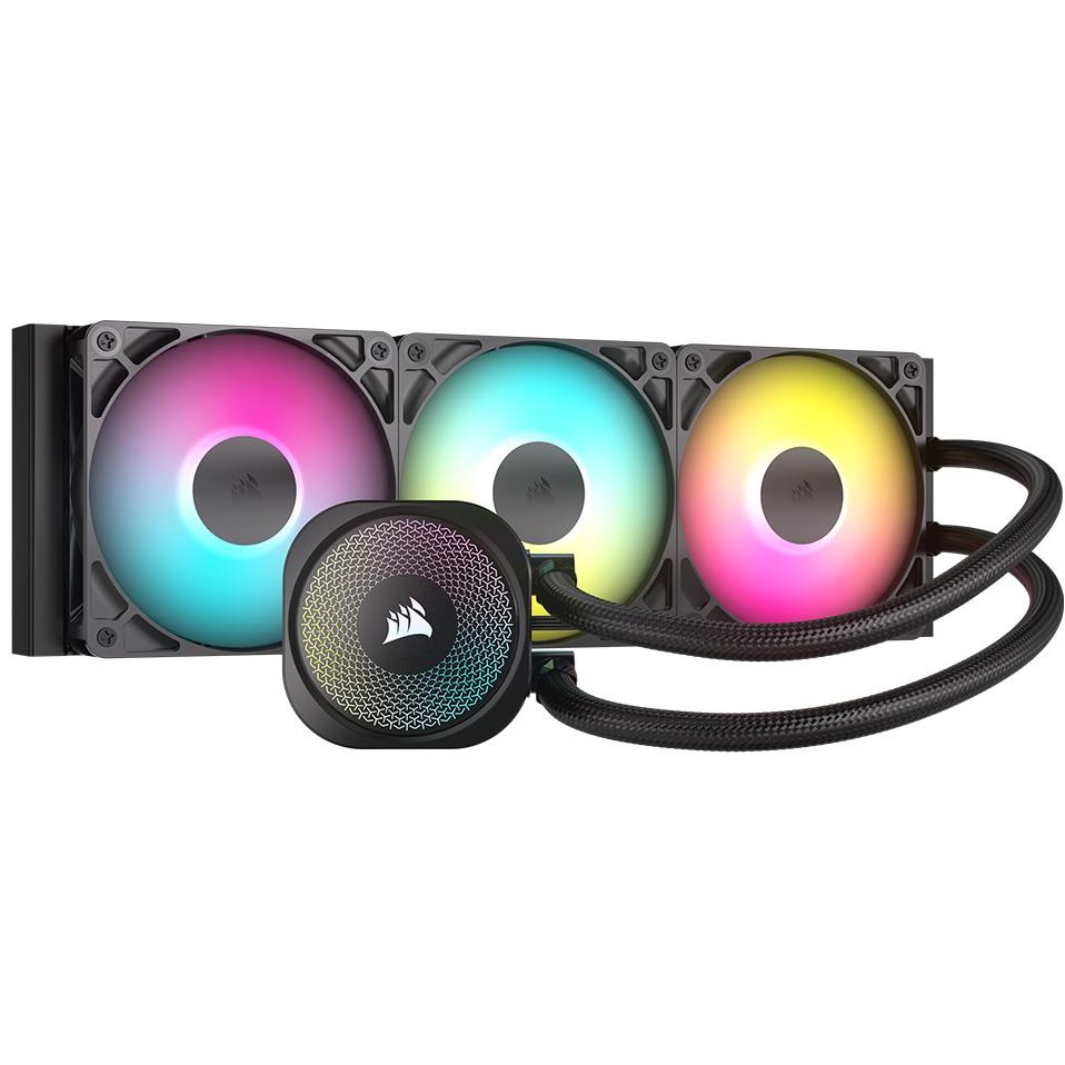 A large main feature product image of EX-DEMO Corsair NAUTILUS 360 RS ARGB - 360mm AIO Liquid CPU Cooler (Black)