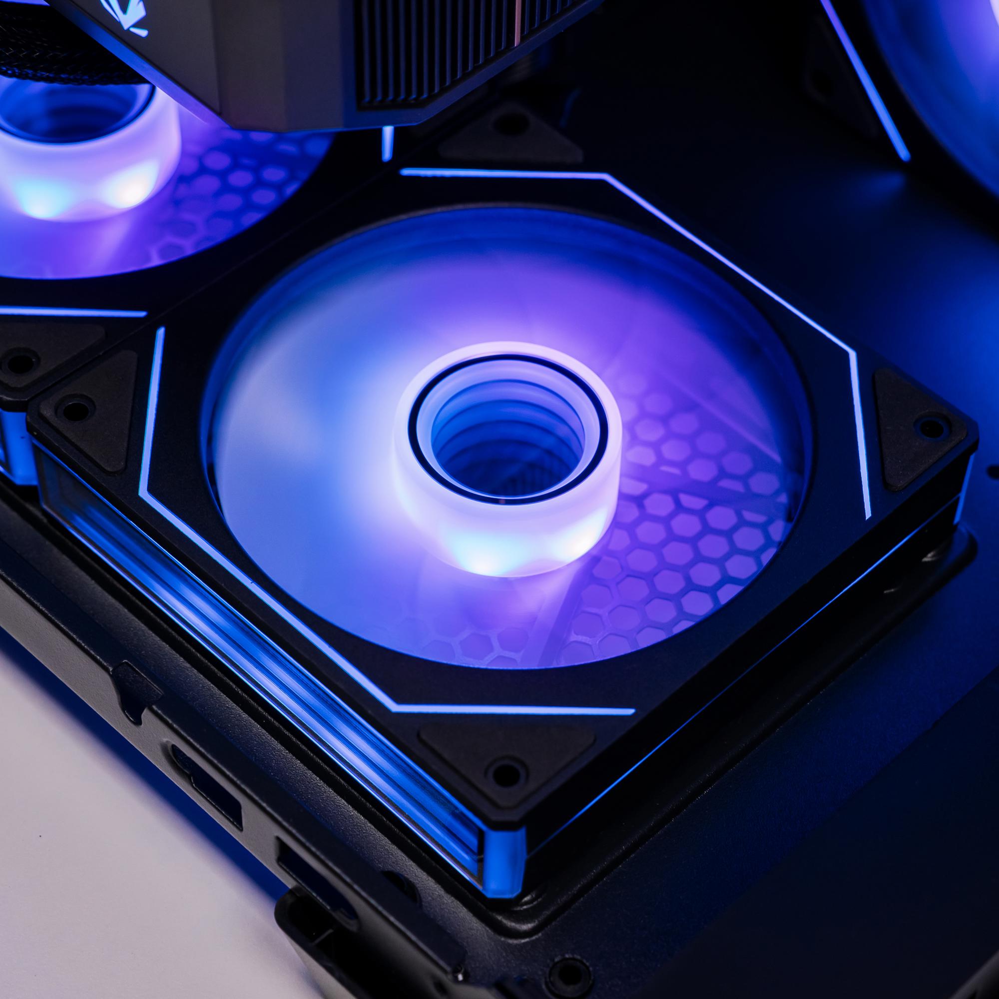 A large main feature product image of PLE Nexus RTX 5080 Prebuilt Ready To Go Gaming PC