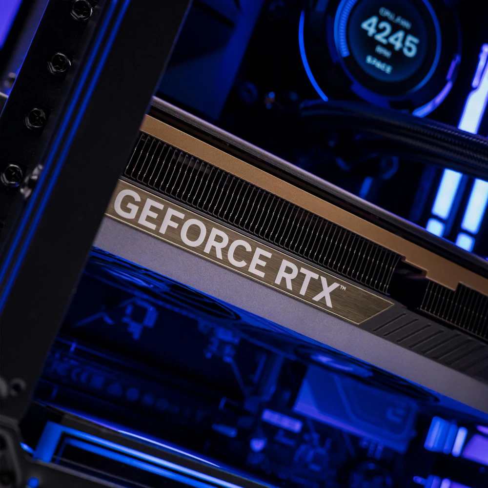 A large main feature product image of PLE Nexus RTX 5080 Prebuilt Ready To Go Gaming PC