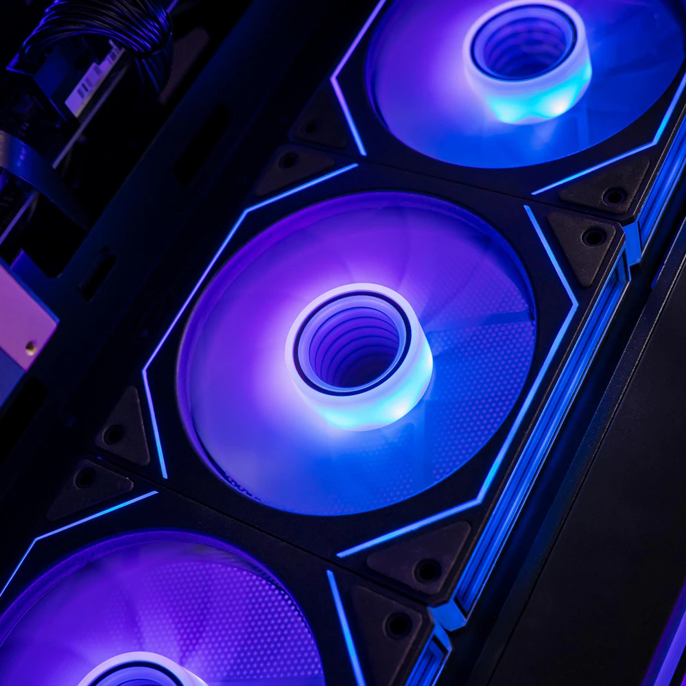 A large main feature product image of PLE Nexus RTX 5080 Prebuilt Ready To Go Gaming PC