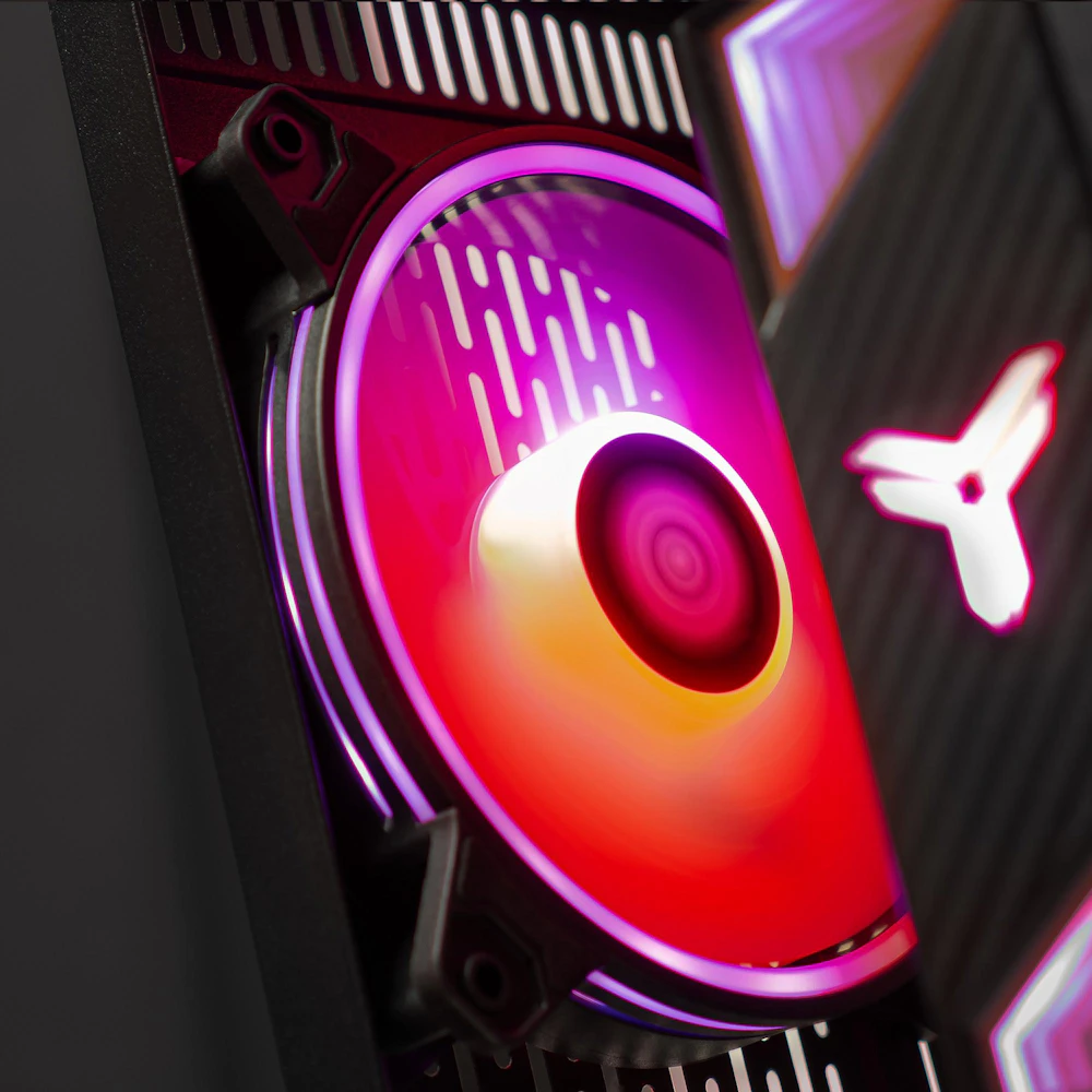 A large main feature product image of EX-DEMO PLE Ruby RTX 5070 Ti Prebuilt Ready To Go Gaming PC
