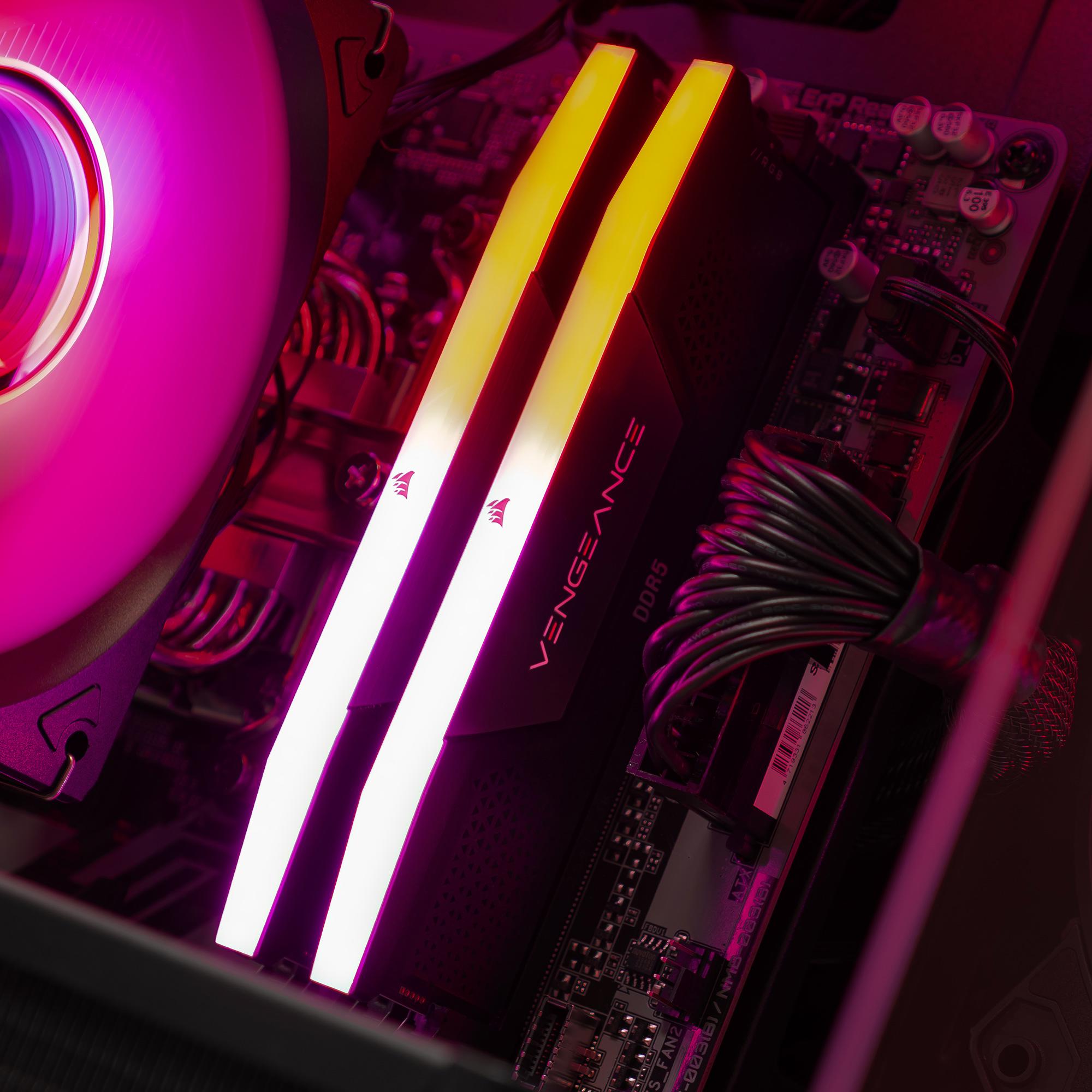 A large main feature product image of EX-DEMO PLE Ruby RTX 5070 Ti Prebuilt Ready To Go Gaming PC