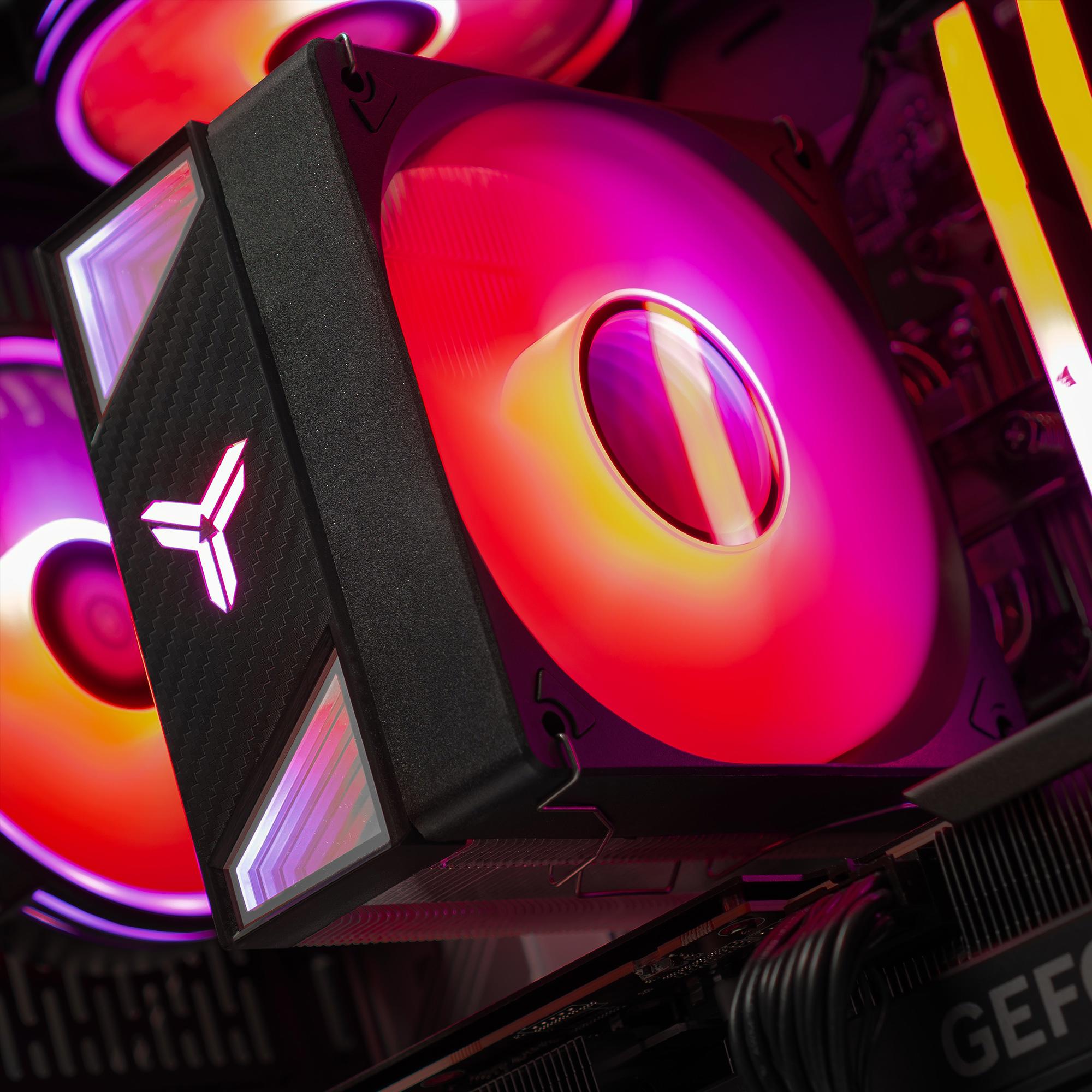 A large main feature product image of EX-DEMO PLE Ruby RTX 5070 Ti Prebuilt Ready To Go Gaming PC