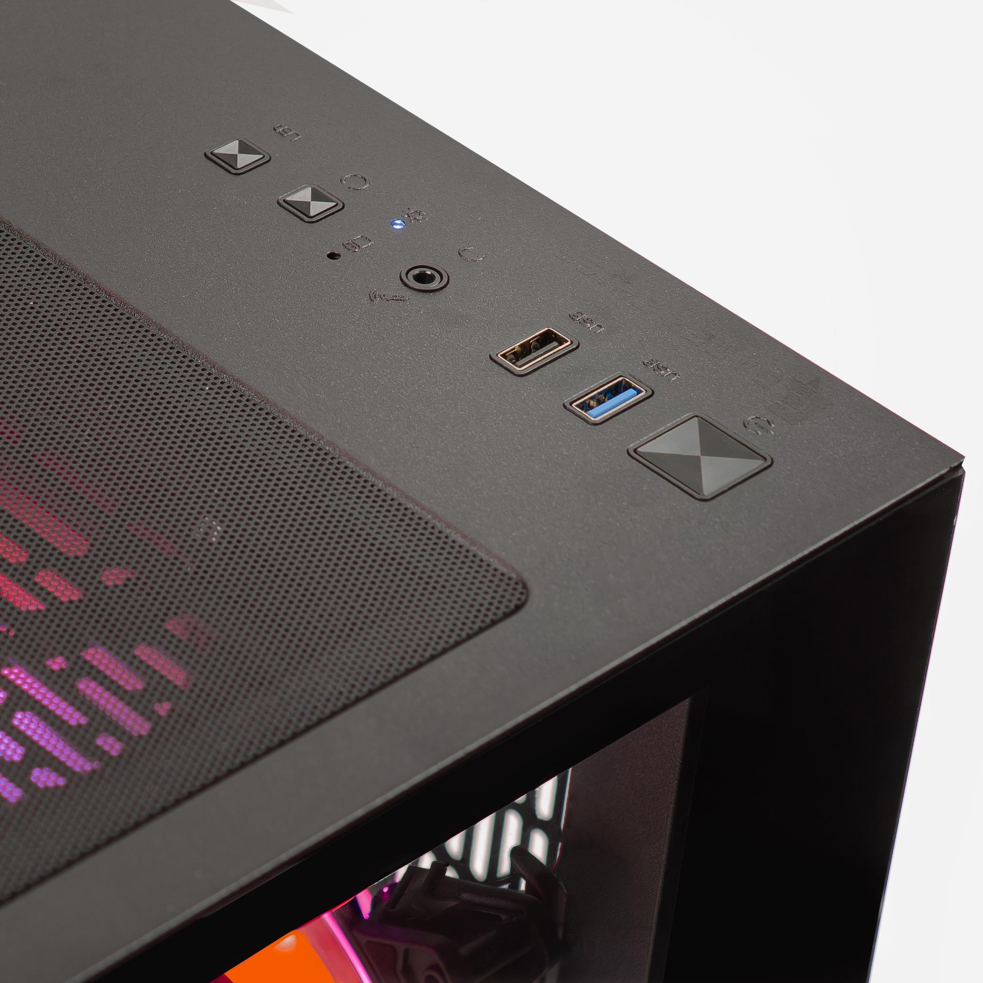 A large main feature product image of EX-DEMO PLE Ruby RTX 5070 Ti Prebuilt Ready To Go Gaming PC