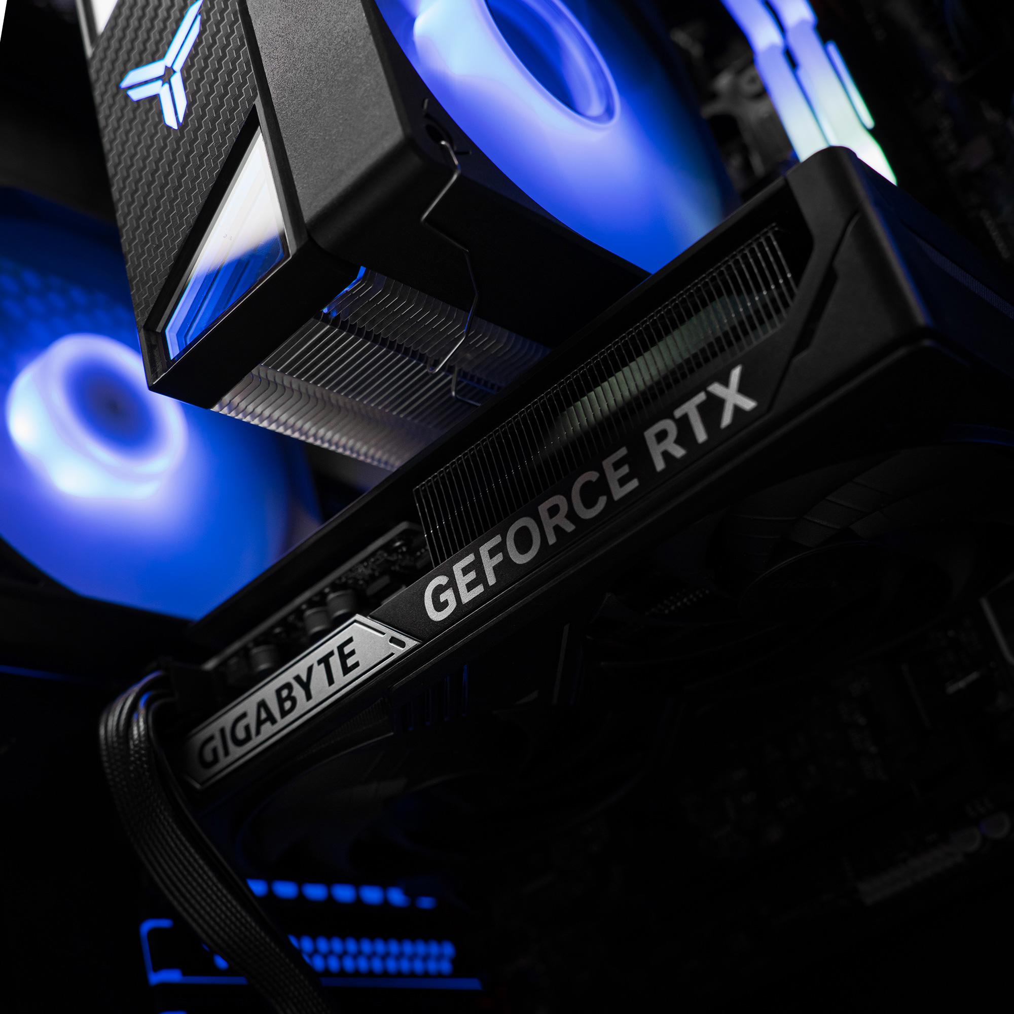 A large main feature product image of PLE Vector RTX 5060 Ti Prebuilt Ready To Go Gaming PC