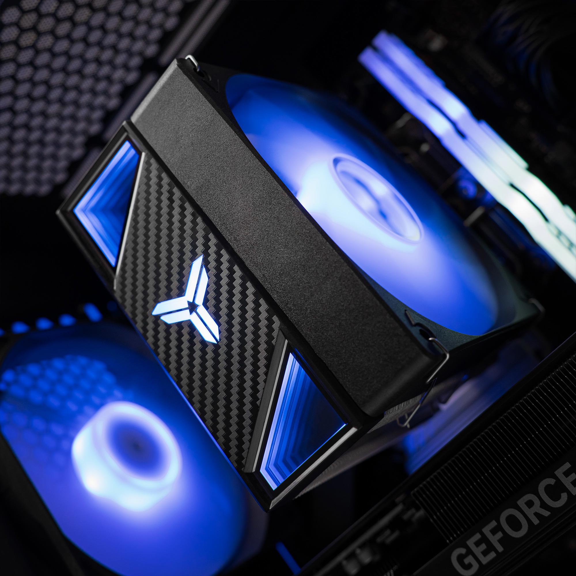 A large main feature product image of PLE Vector RTX 5060 Ti Prebuilt Ready To Go Gaming PC