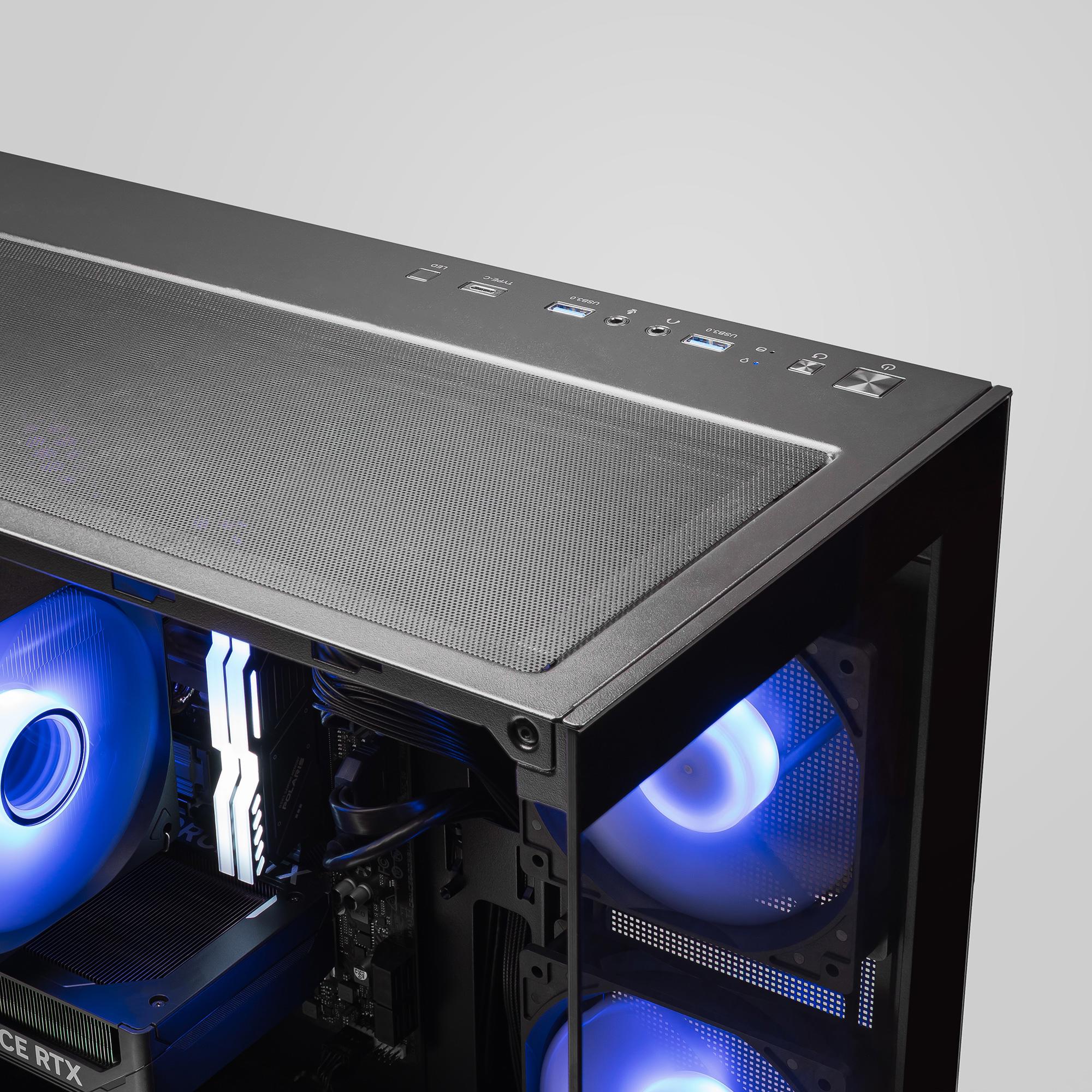 A large main feature product image of PLE Vector RTX 5060 Ti Prebuilt Ready To Go Gaming PC