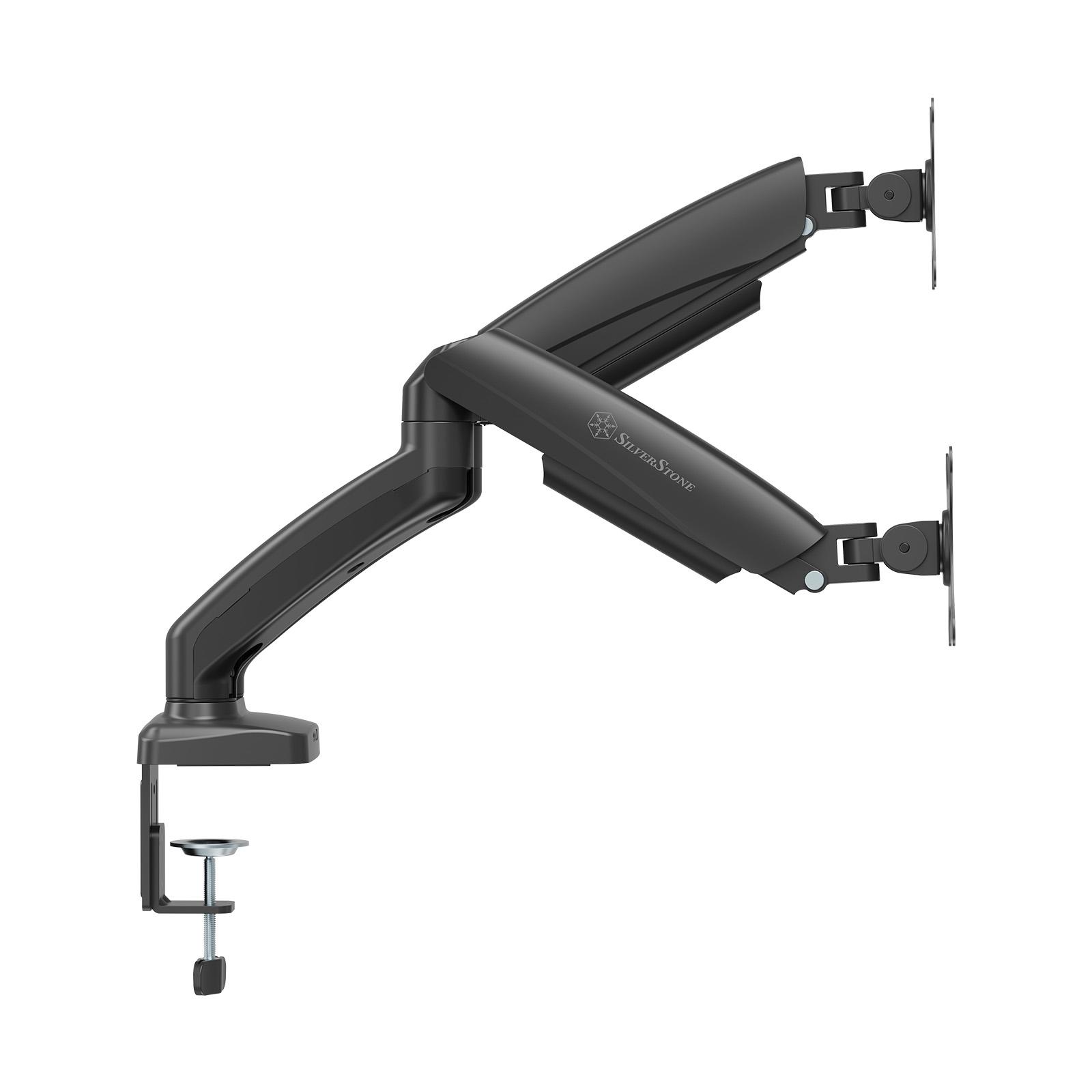 A large main feature product image of SilverStone ARM26 Dual Monitor Arm (Black)