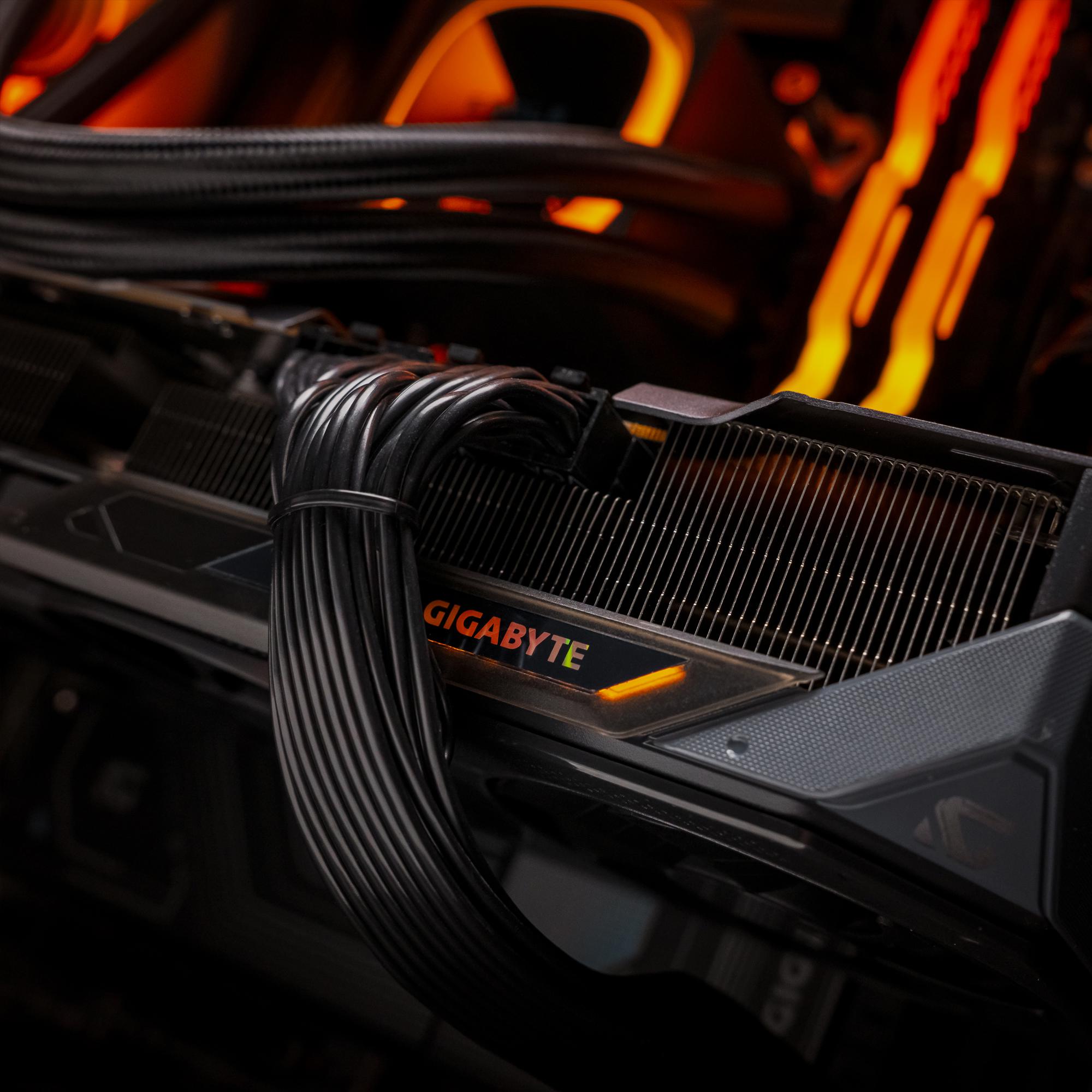 A large main feature product image of PLE Blaze RX 9070 XT Prebuilt Ready To Go Gaming PC