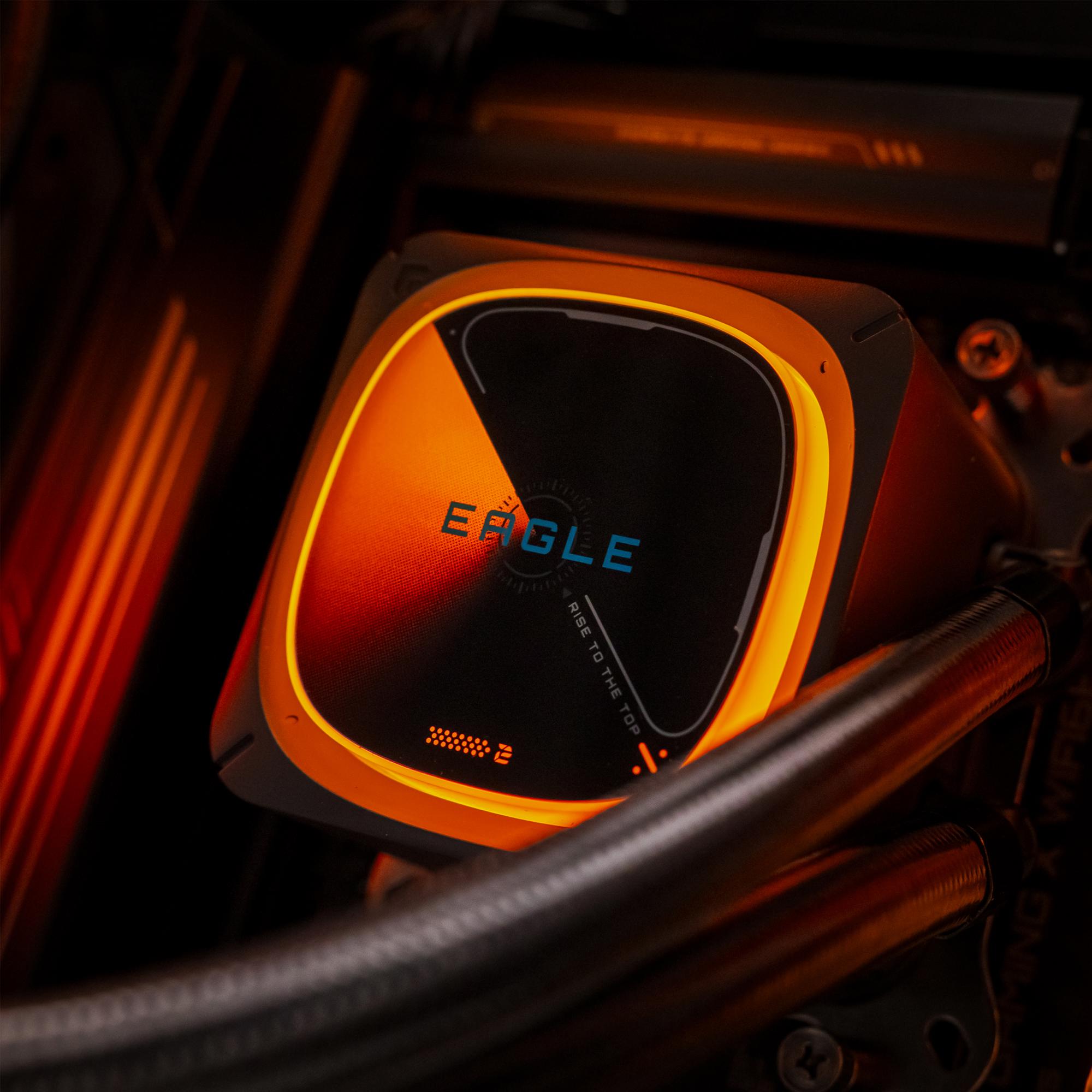 A large main feature product image of PLE Blaze RX 9070 XT Prebuilt Ready To Go Gaming PC