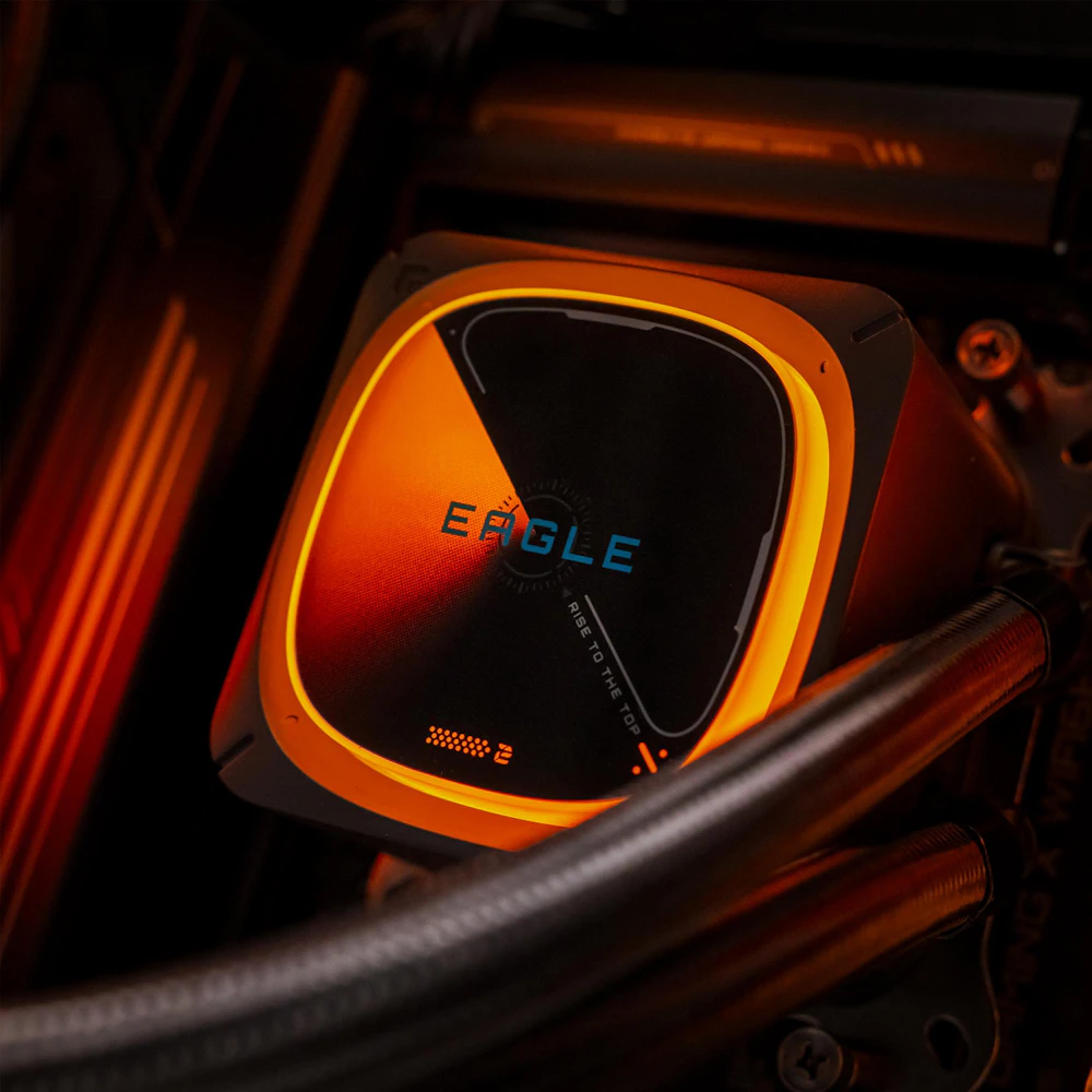 A large main feature product image of PLE Blaze RX 9070 XT Prebuilt Ready To Go Gaming PC