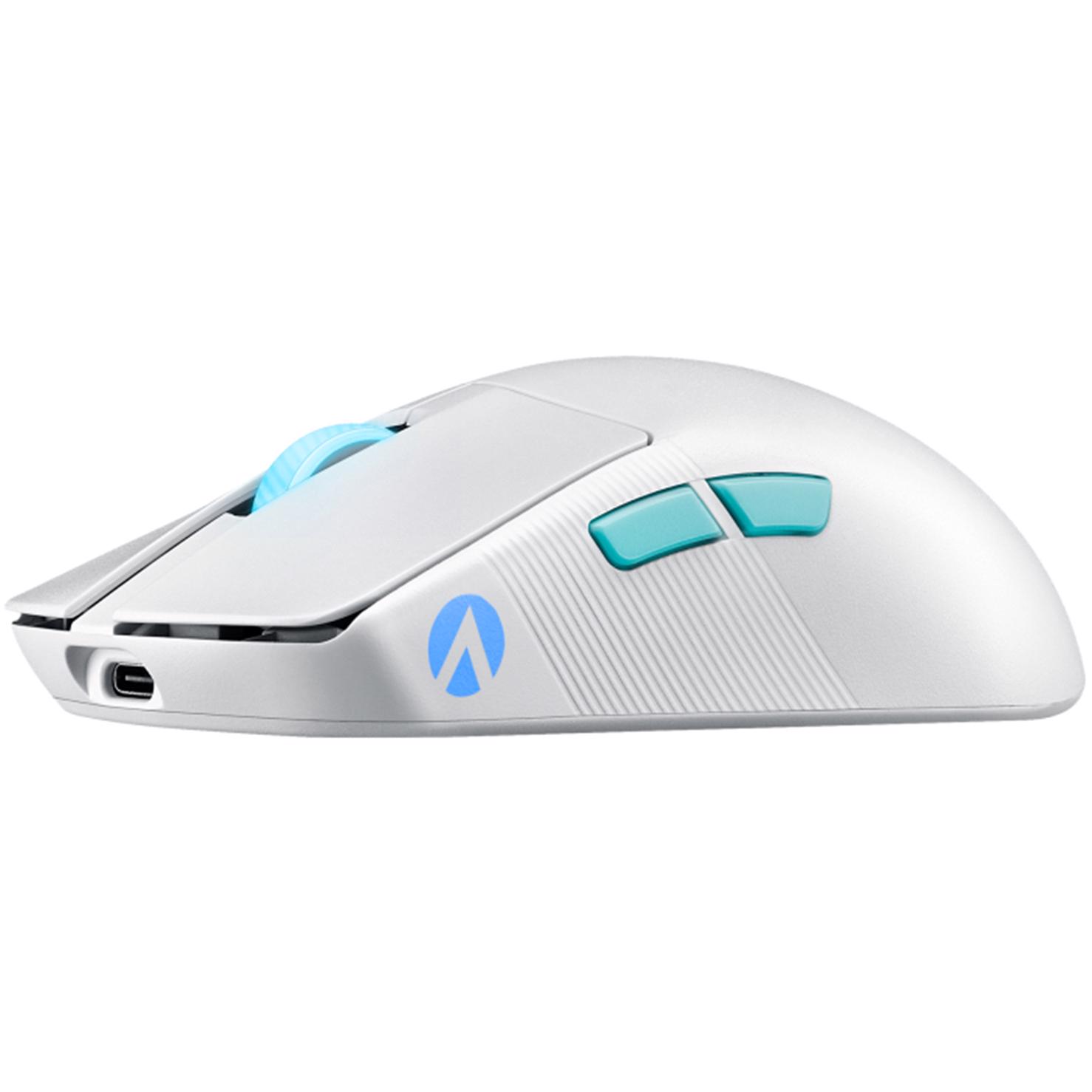 A large main feature product image of EX-DEMO ASUS ROG Harpe Ace Wireless Gaming Mouse - Aim Lab Edition - White