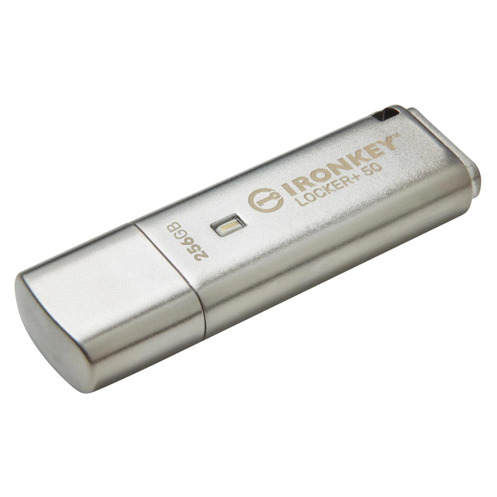 A large main feature product image of Kingston IronKey Locker+ 50 USB 3.2 Type A Flash Drive - 256GB