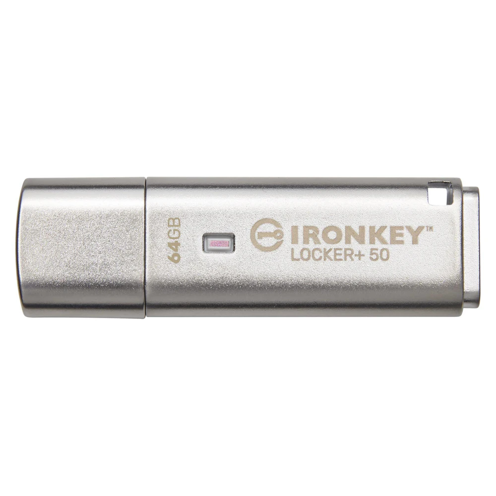 Kingston IronKey Locker+ 50 64GB USB 3.2 Gen 1 Type A Flash Drive