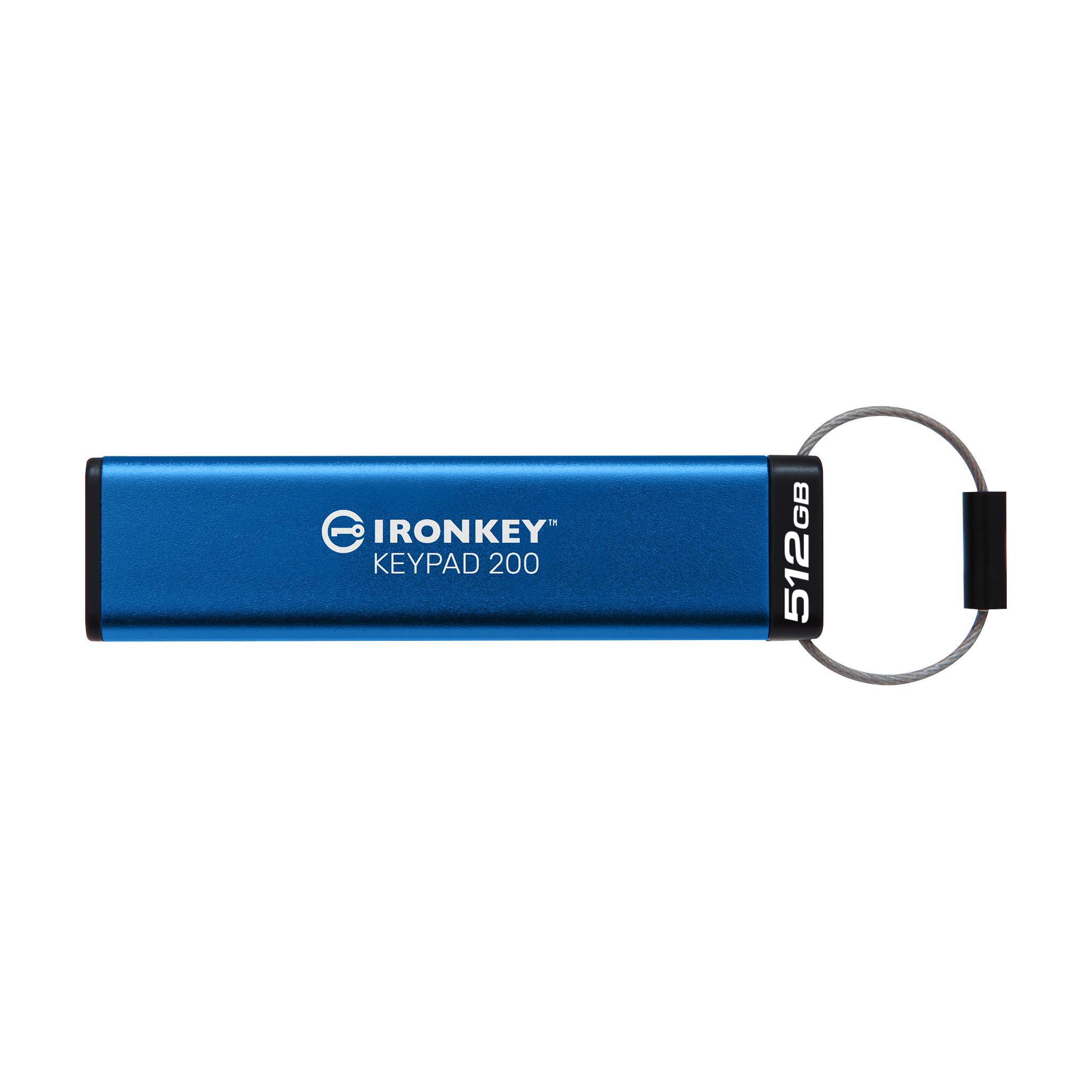 A large main feature product image of  Kingston IronKey Keypad 200 USB 3.2 Type A Flash Drive - 512GB
