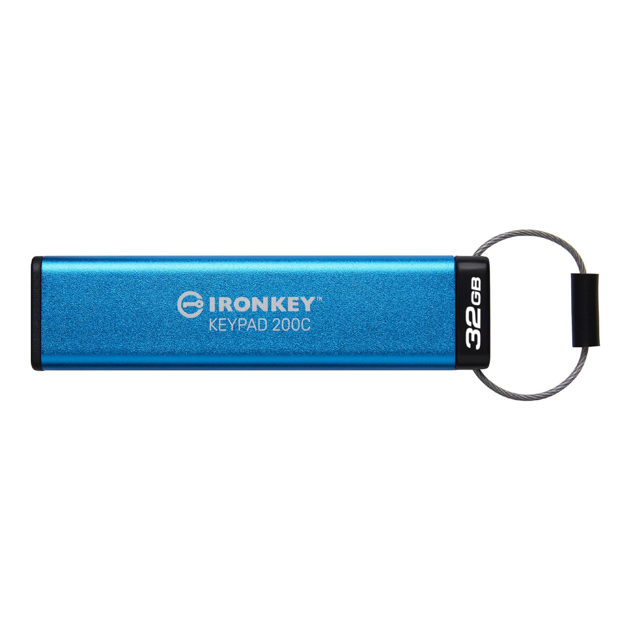 A large main feature product image of Kingston IronKey Keypad 200 USB 3.2 Type C Flash Drive - 32GB