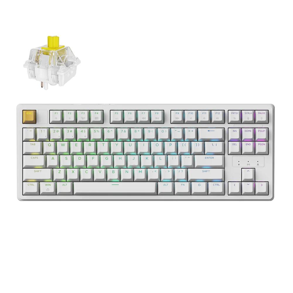 A large main feature product image of Keychron J4 QMK Wireless RGB Mechanical Keyboard - White (Banana Switch)
