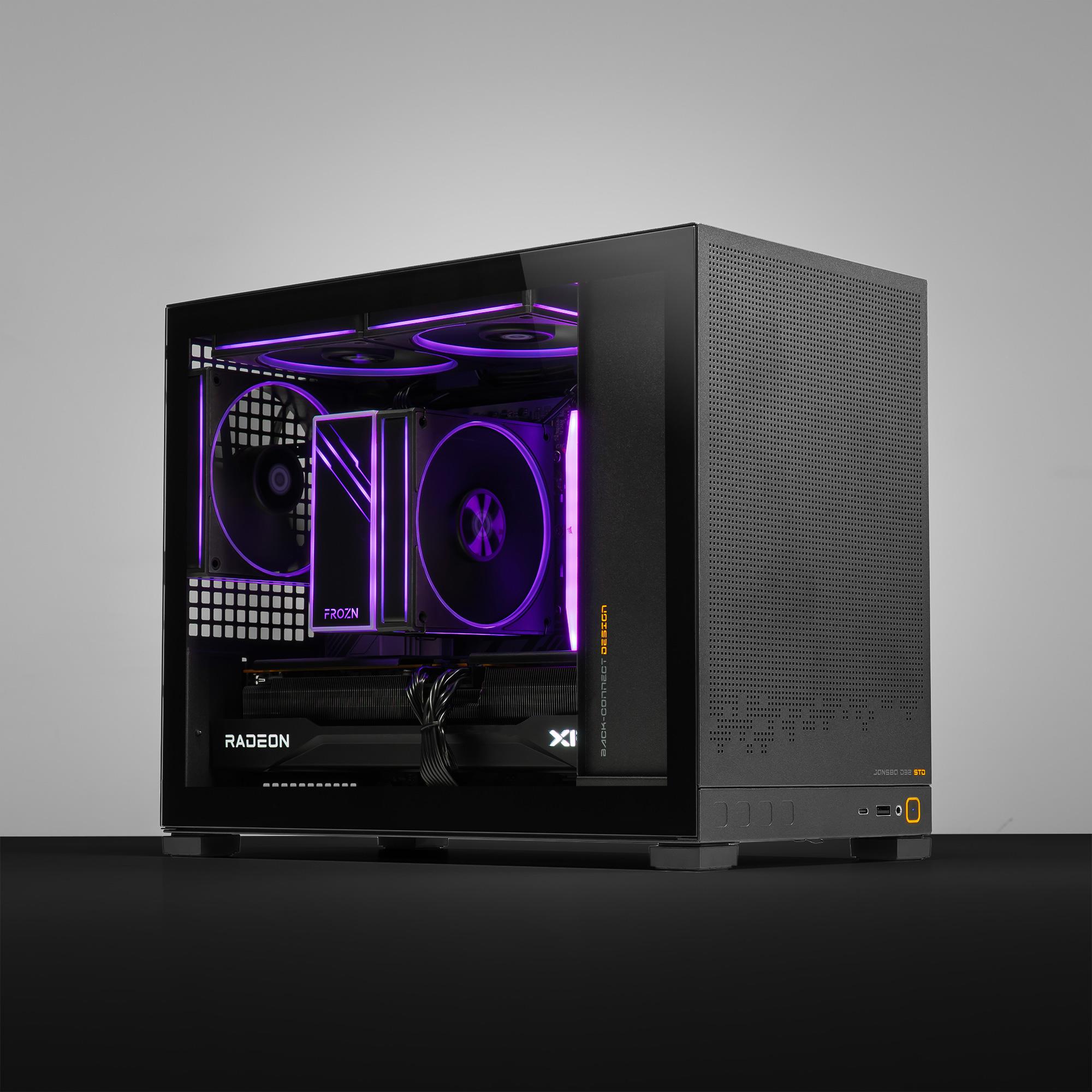 A large main feature product image of PLE Shadow RX 9070 XT Prebuilt Readty To Go Gaming PC