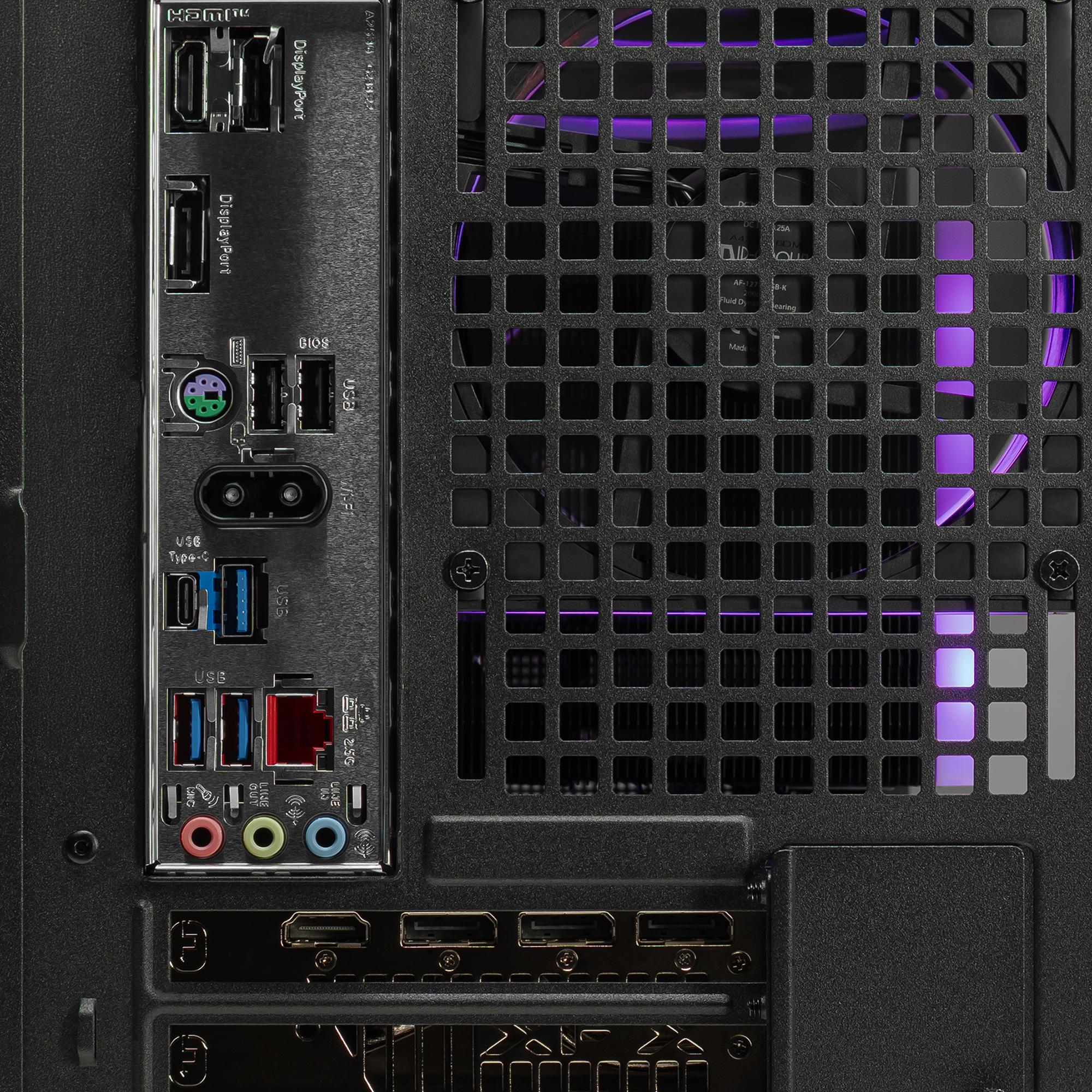 A large main feature product image of PLE Shadow RX 9070 XT Prebuilt Readty To Go Gaming PC