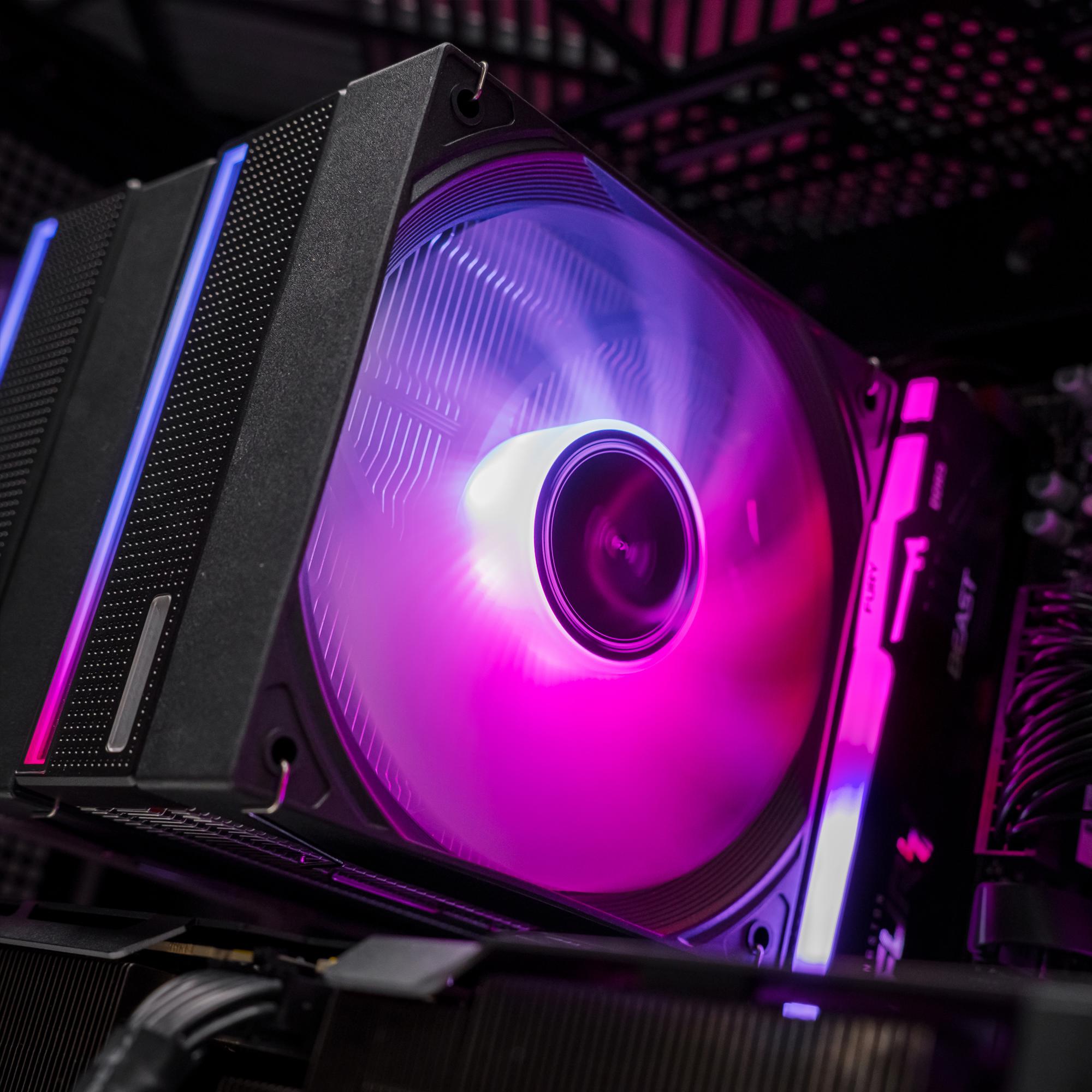 A large main feature product image of PLE Quantum RTX 5090 Prebuilt Ready To Go Gaming PC