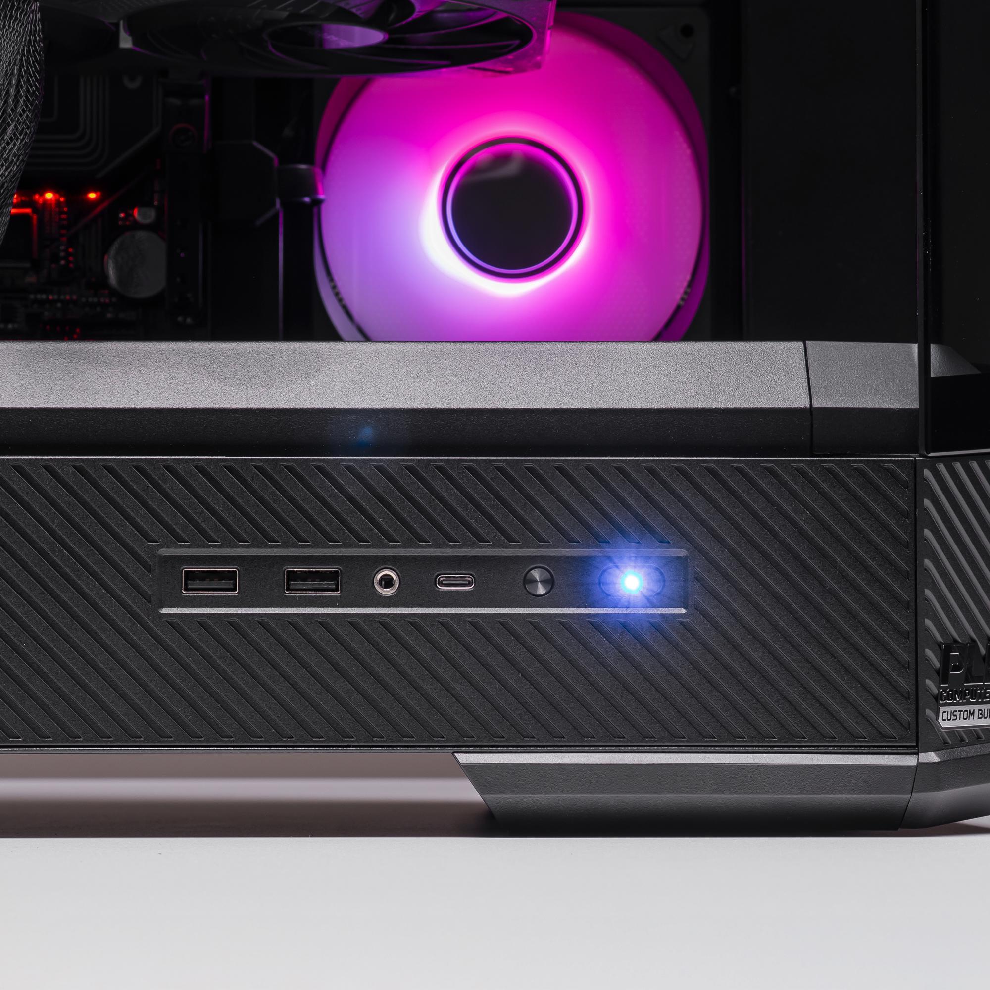 A large main feature product image of PLE Quantum RTX 5090 Prebuilt Ready To Go Gaming PC
